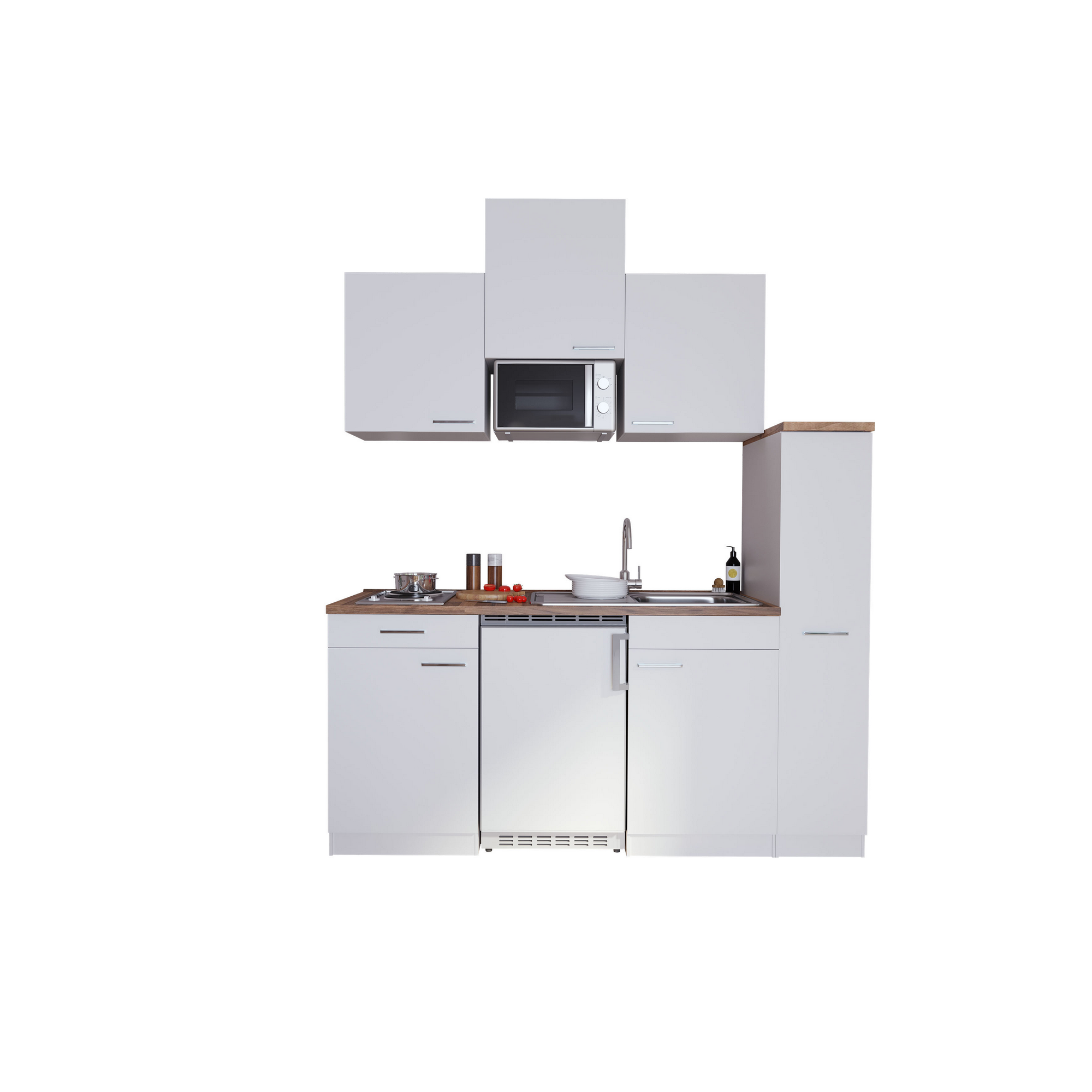 Küchenzeile 'Luis' mit E-Geräten weiß 180 cm
