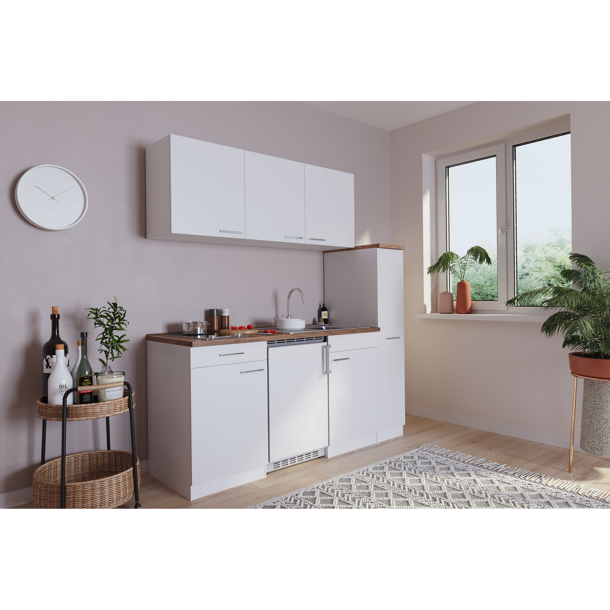 Küchenzeile 'Luis' mit E-Geräten weiß 180 cm