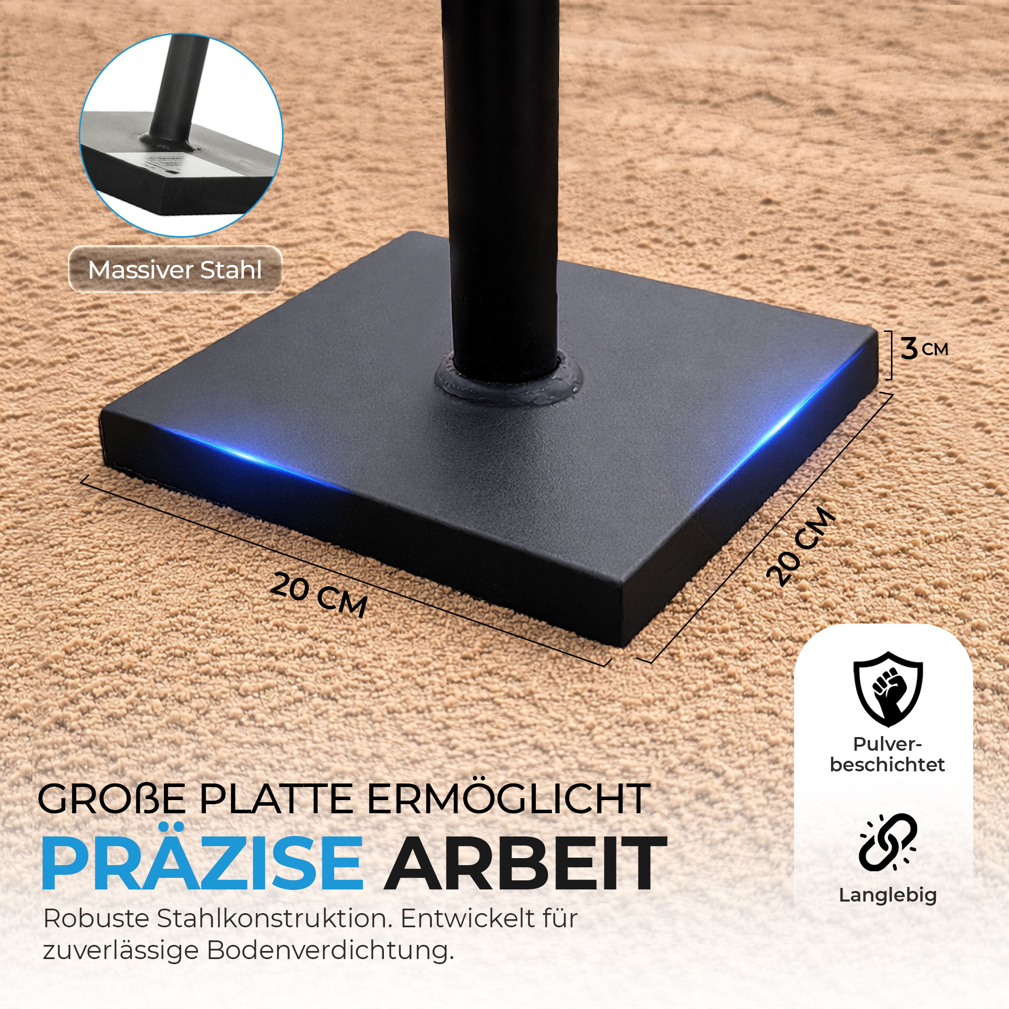 Erd- und Betonstampfer 20 x 20 x 84 cm