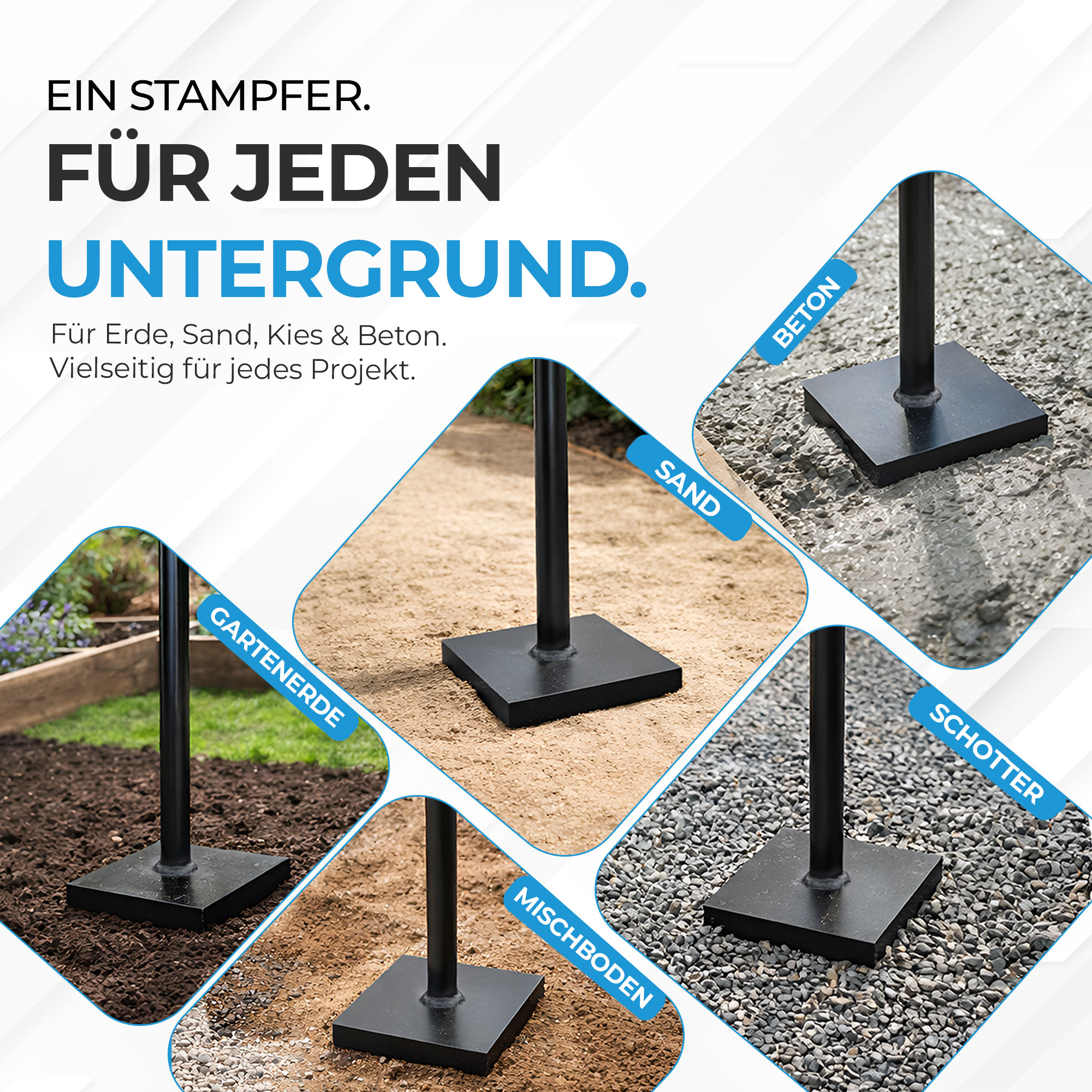 Erd- und Betonstampfer 20 x 20 x 84 cm