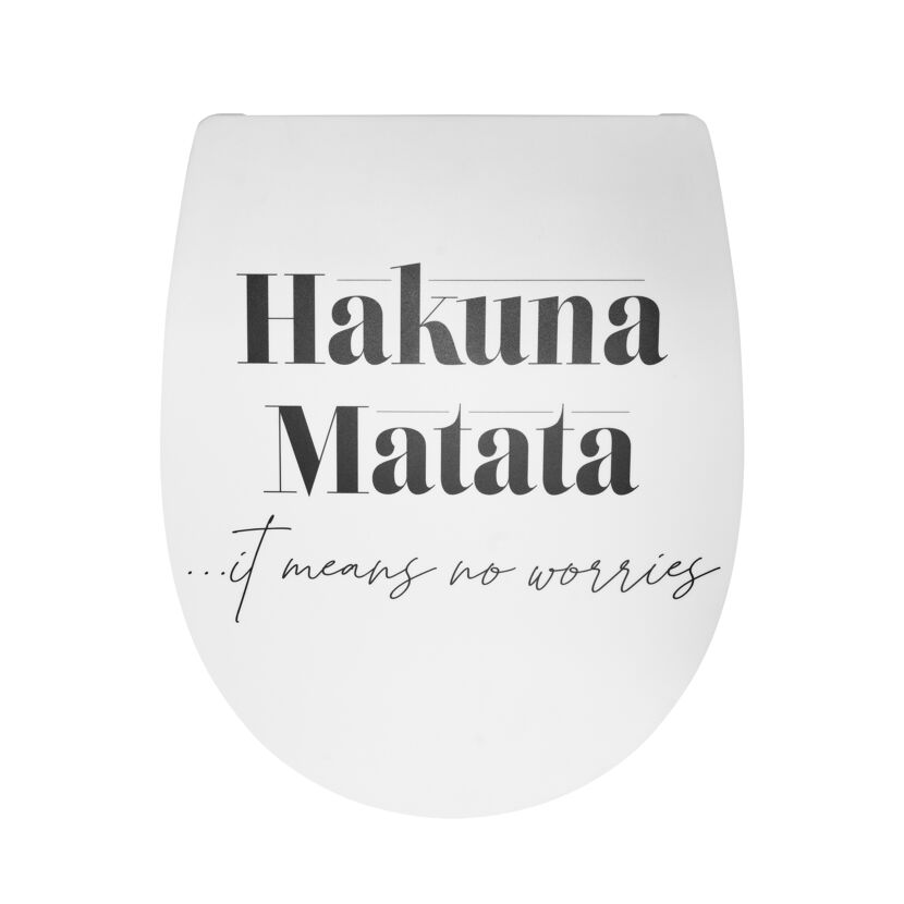 WC-Sitz 'Hakuna Matata' weiß/schwarz mit Absenkautomatik