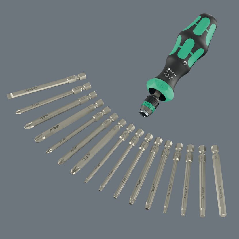 Schraubendreher-Set 'Kraftform Kompakt 60 RA-R 1' mit 17 Bits.