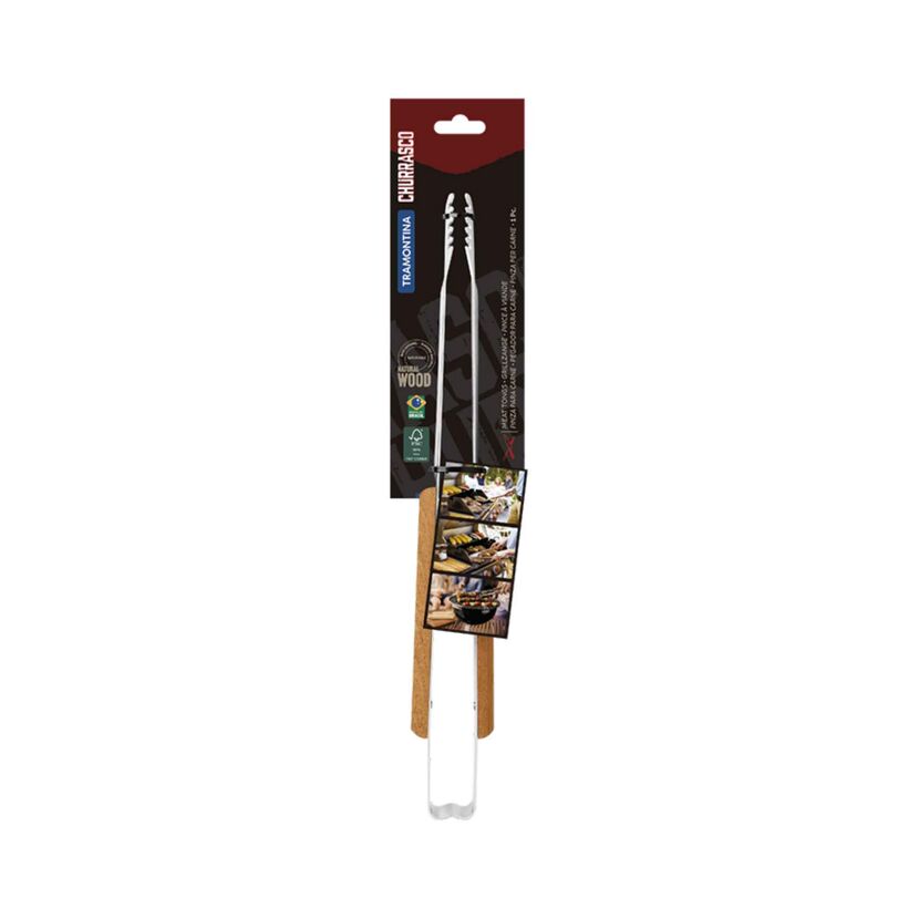 Grillzange 'Churrasco' Edelstahl mit Holzgriff 37,5 cm