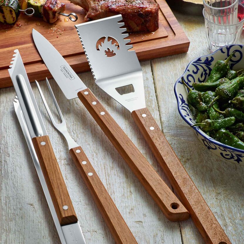 Grillzange 'Churrasco' Edelstahl mit Holzgriff 37,5 cm