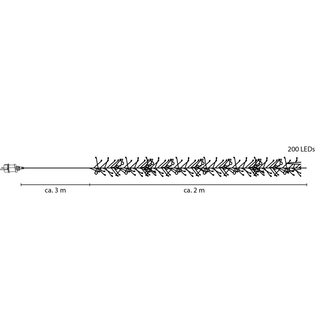LED-Draht-Lichterkette 200 LEDs warmweiß 200 cm