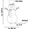 LED-Figur Schneemann 120 LEDs kaltweiß 85 x 120 cm