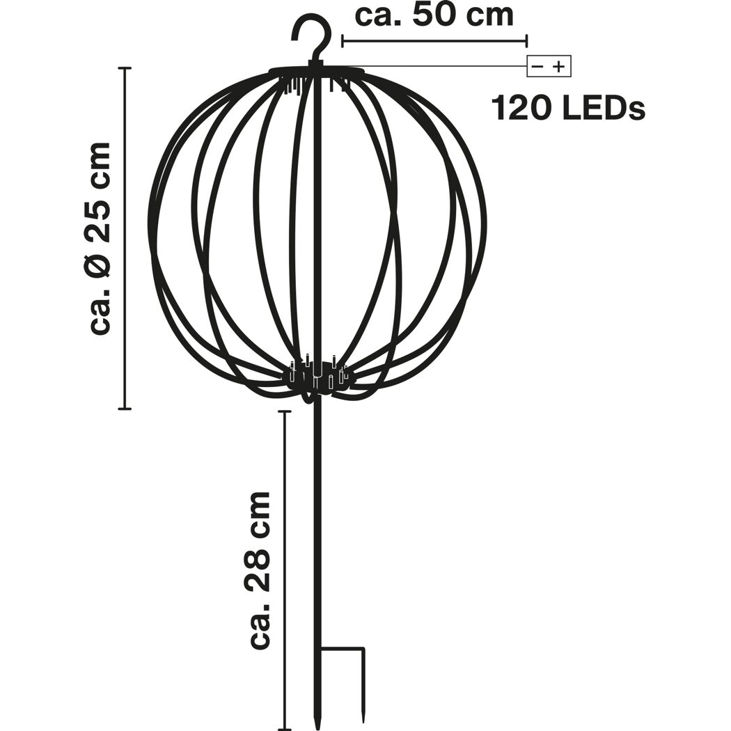 LED-Kugel aus Metall 120 LEDs Ø 25 cm