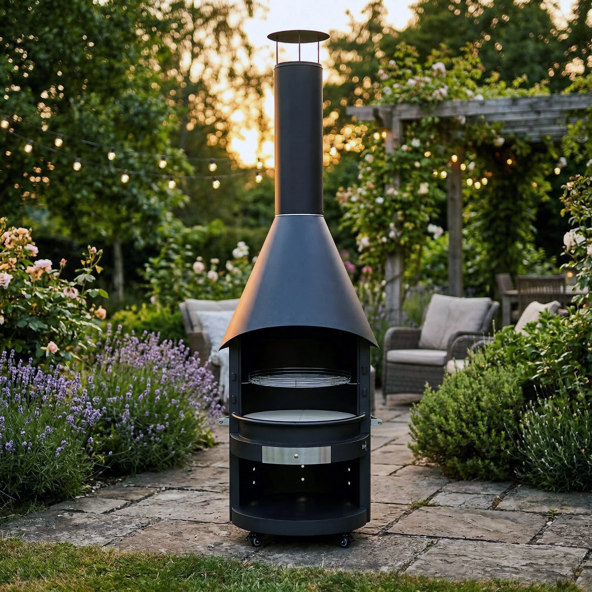 Grillkamin 'UNI-FB700' Stahl grau Ø 70 cm