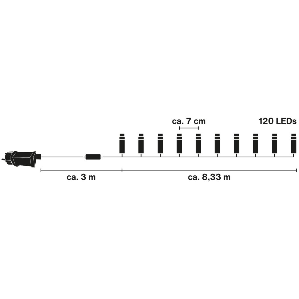 LED-Minilichterkette 120 LEDs 8,3 m