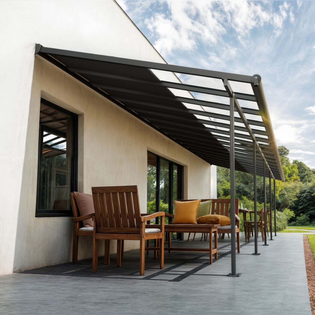 Terrassenüberdachung 'Sierra Cabrio' 295 x 971 cm Alu/Polycarbonat grau