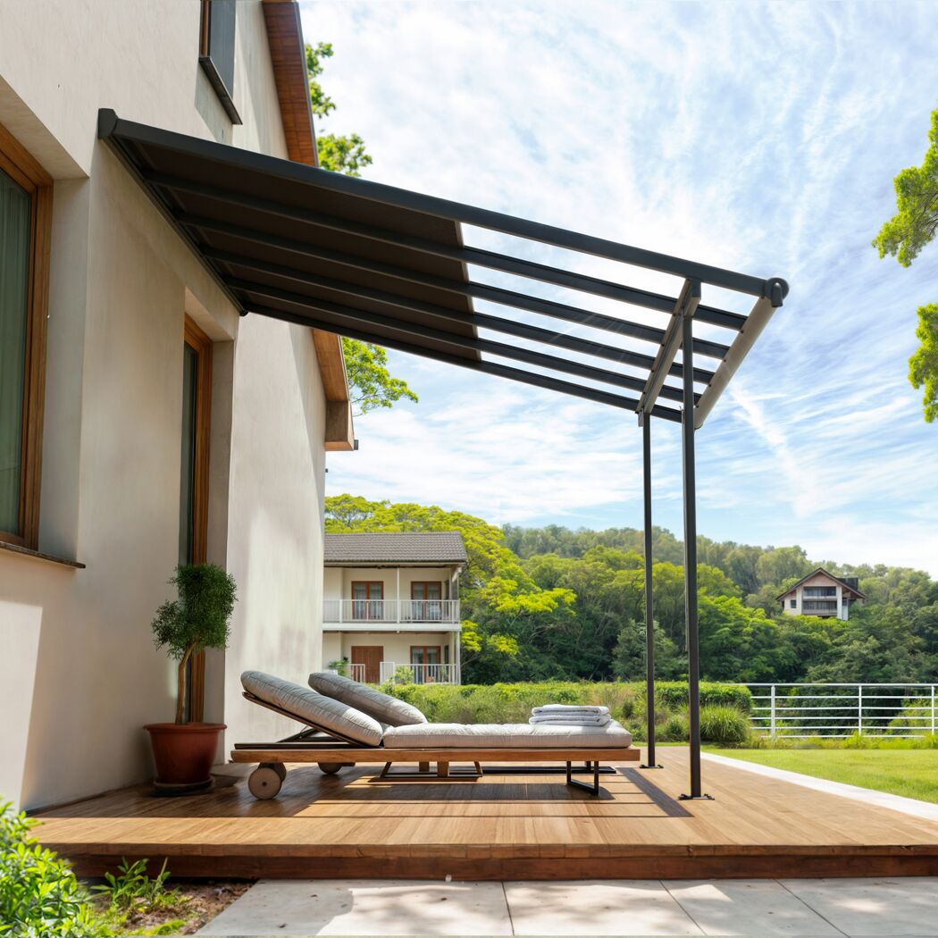 Terrassenüberdachung 'Sierra Cabrio' 295 x 314 cm Alu/Polycarbonat grau