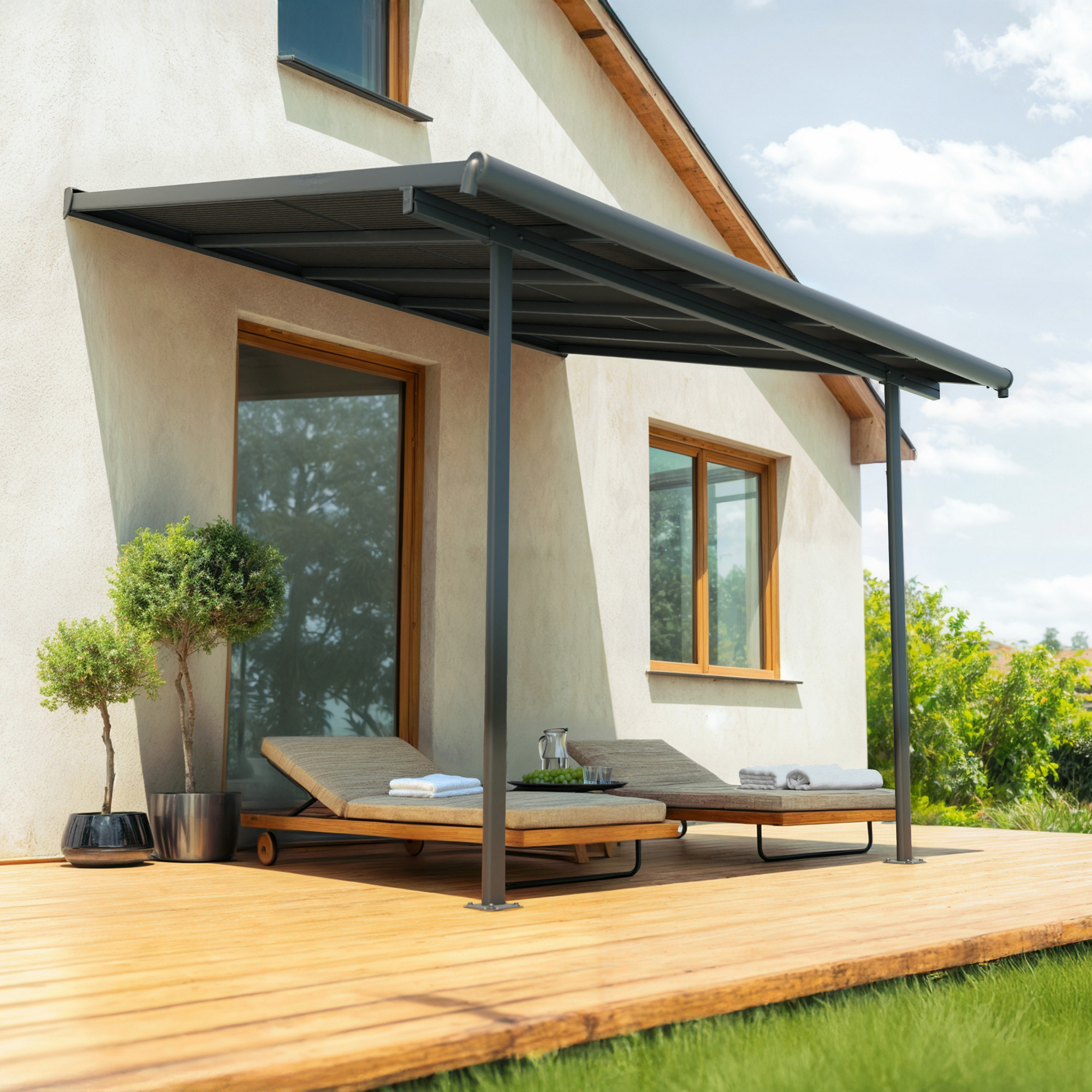 Terrassenüberdachung 'Sierra Cabrio' 295 x 314 cm Alu/Polycarbonat grau