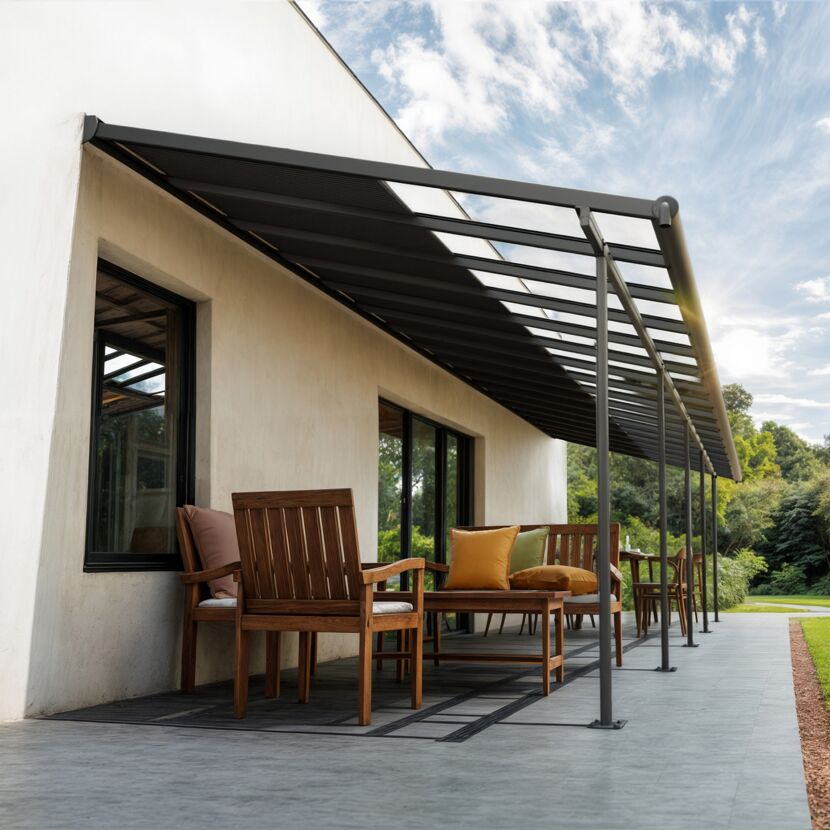 Terrassenüberdachung 'Sierra Cabrio' 295 x 1044 cm Alu/Polycarbonat grau