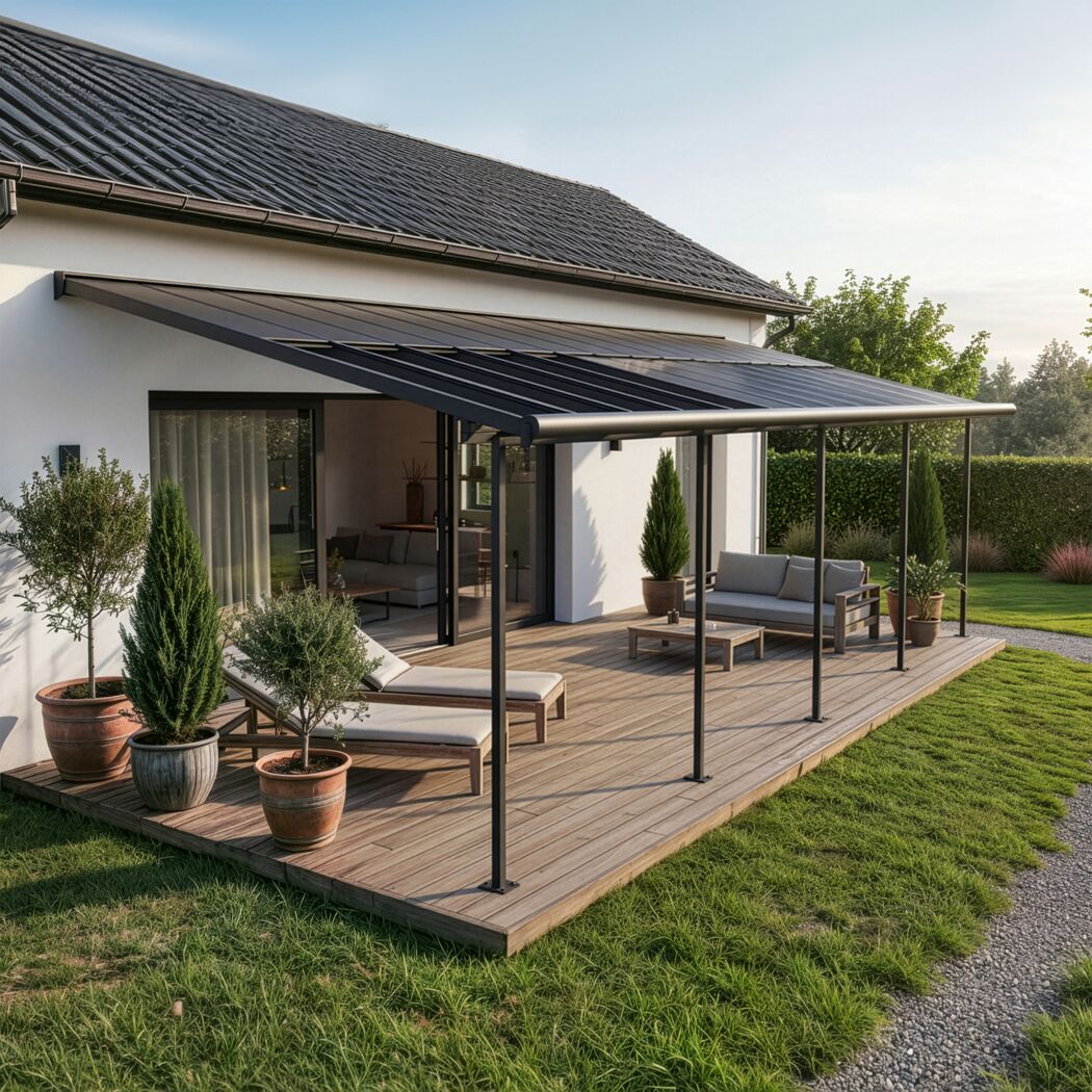 Terrassenüberdachung 'Sierra Cabrio' 295 x 1044 cm Alu/Polycarbonat grau