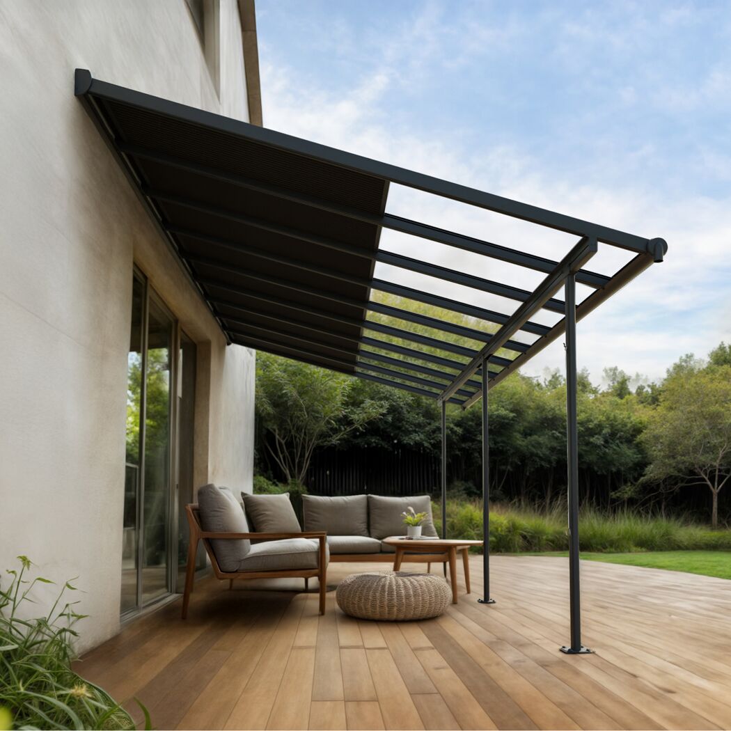 Terrassenüberdachung 'Sierra Cabrio' 295 x 555 cm Alu/Polycarbonat grau