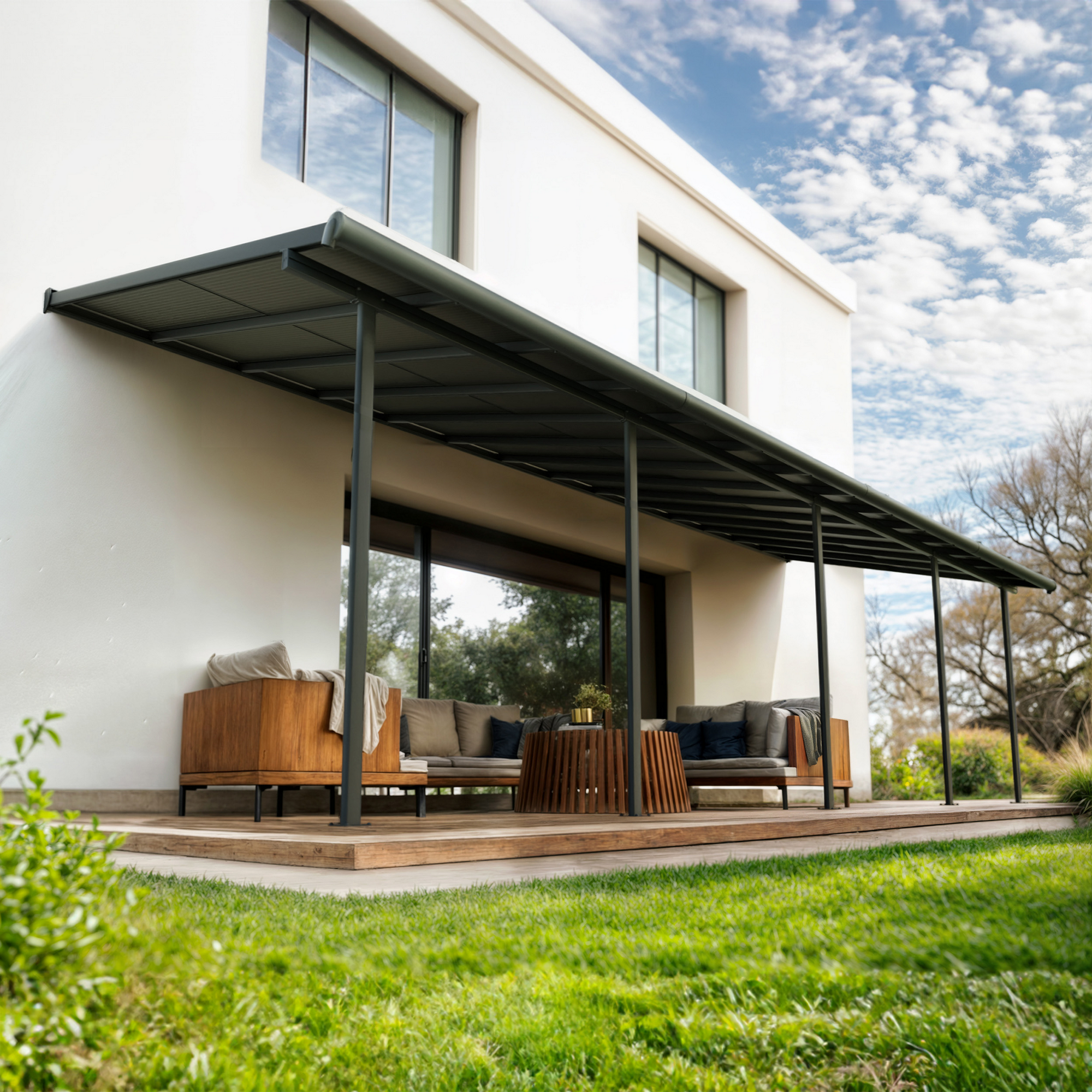 Terrassenüberdachung 'Sierra Cabrio' 295 x 860 cm Alu/Polycarbonat grau