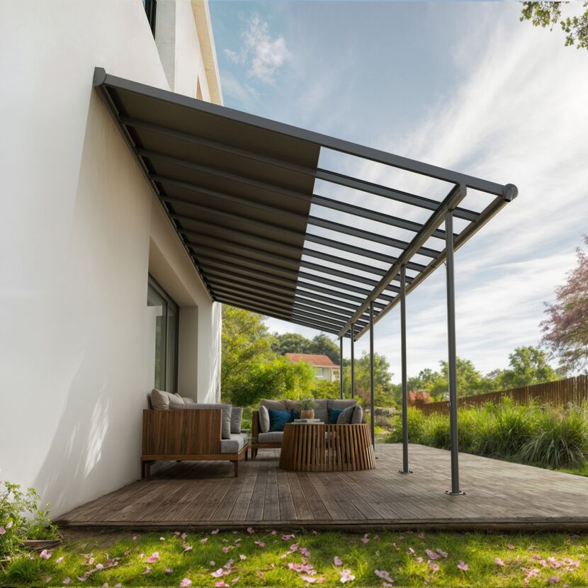 Terrassenüberdachung 'Sierra Cabrio' 295 x 860 cm Alu/Polycarbonat grau