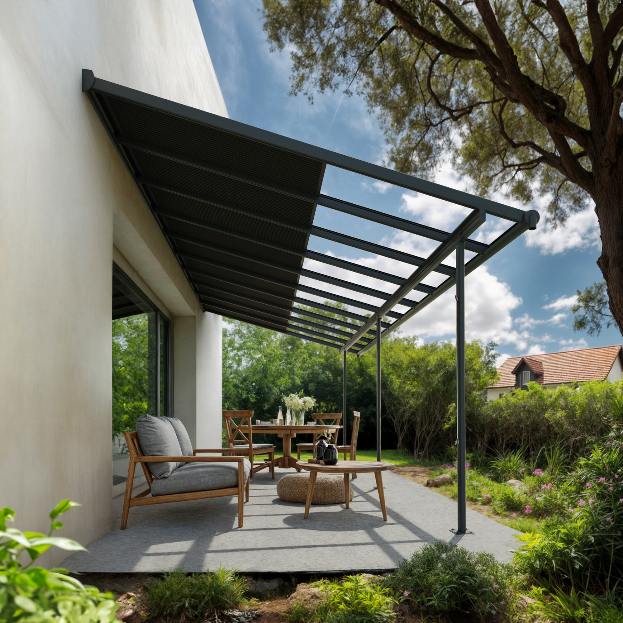 Terrassenüberdachung 'Sierra Cabrio' 295 x 619 cm Alu/Polycarbonat grau