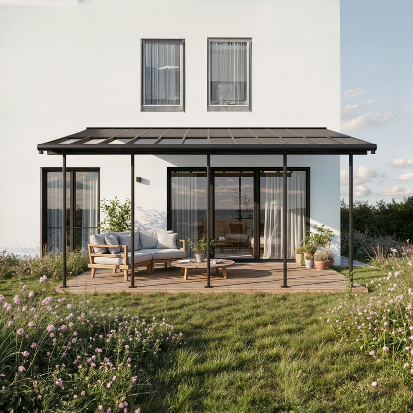 Terrassenüberdachung 'Sierra Cabrio' 295 x 739 cm Alu/Polycarbonat grau