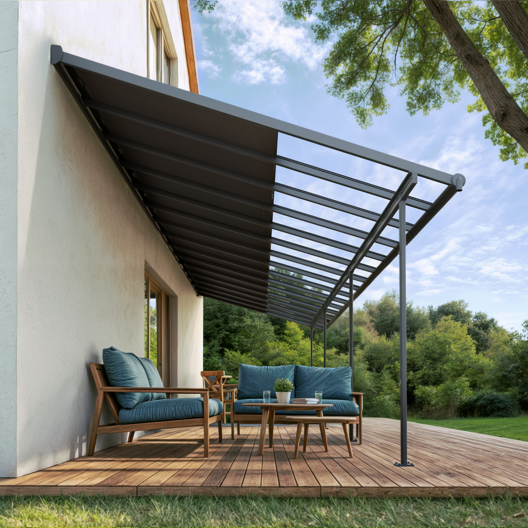 Terrassenüberdachung 'Sierra Cabrio' 295 x 924cm Alu/Polycarbonat grau