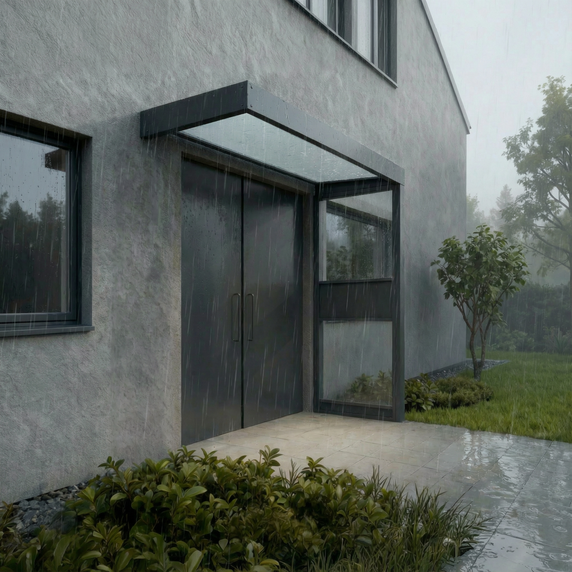 Vordach Sophia 'SIDE Wall' grau 95 x 21 5 cm Acrylglas opalweiß