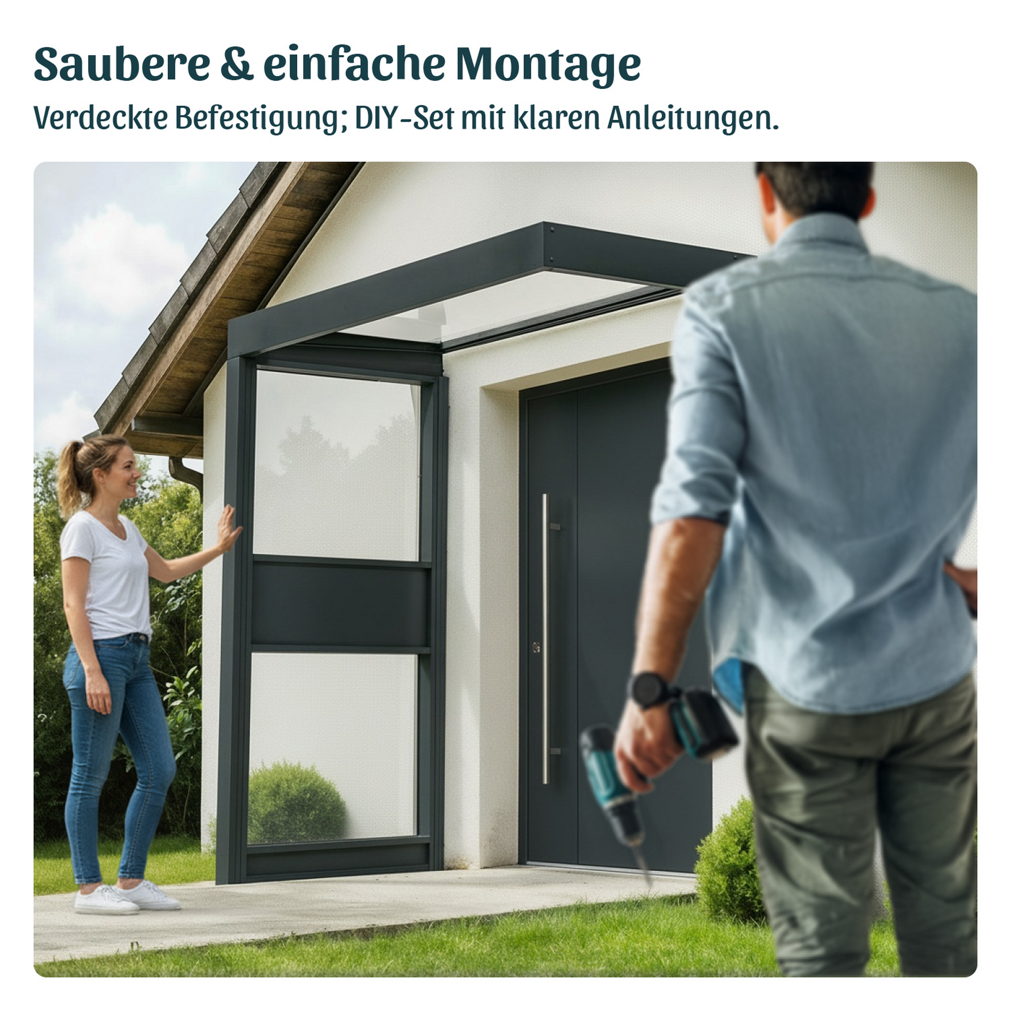 Vordach Sophia 'SIDE Wall' grau 95 x 21 5 cm Acrylglas opalweiß