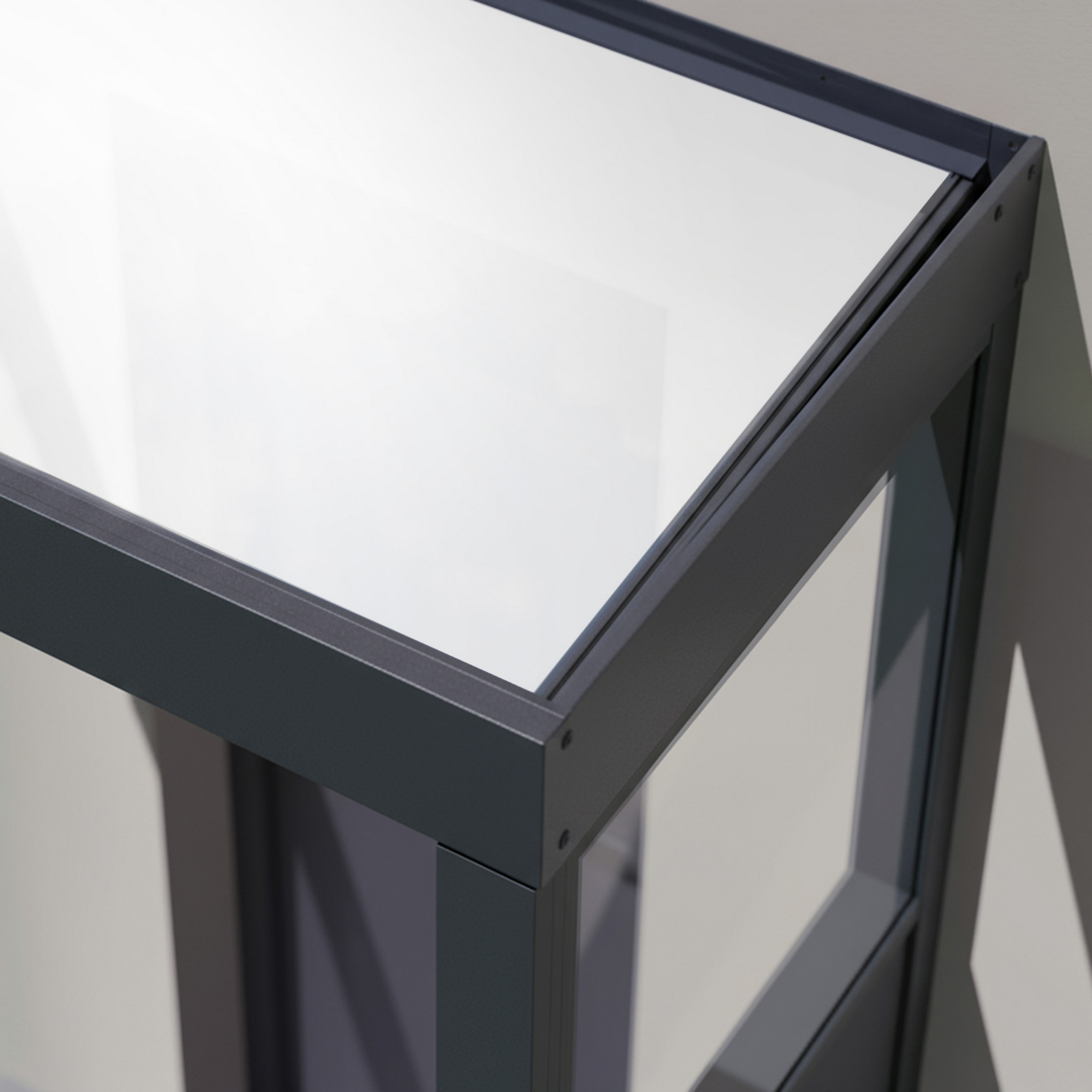 Vordach Sophia '2 SIDE Wall' grau 95 x 160 cm Acrylglas opalweiß