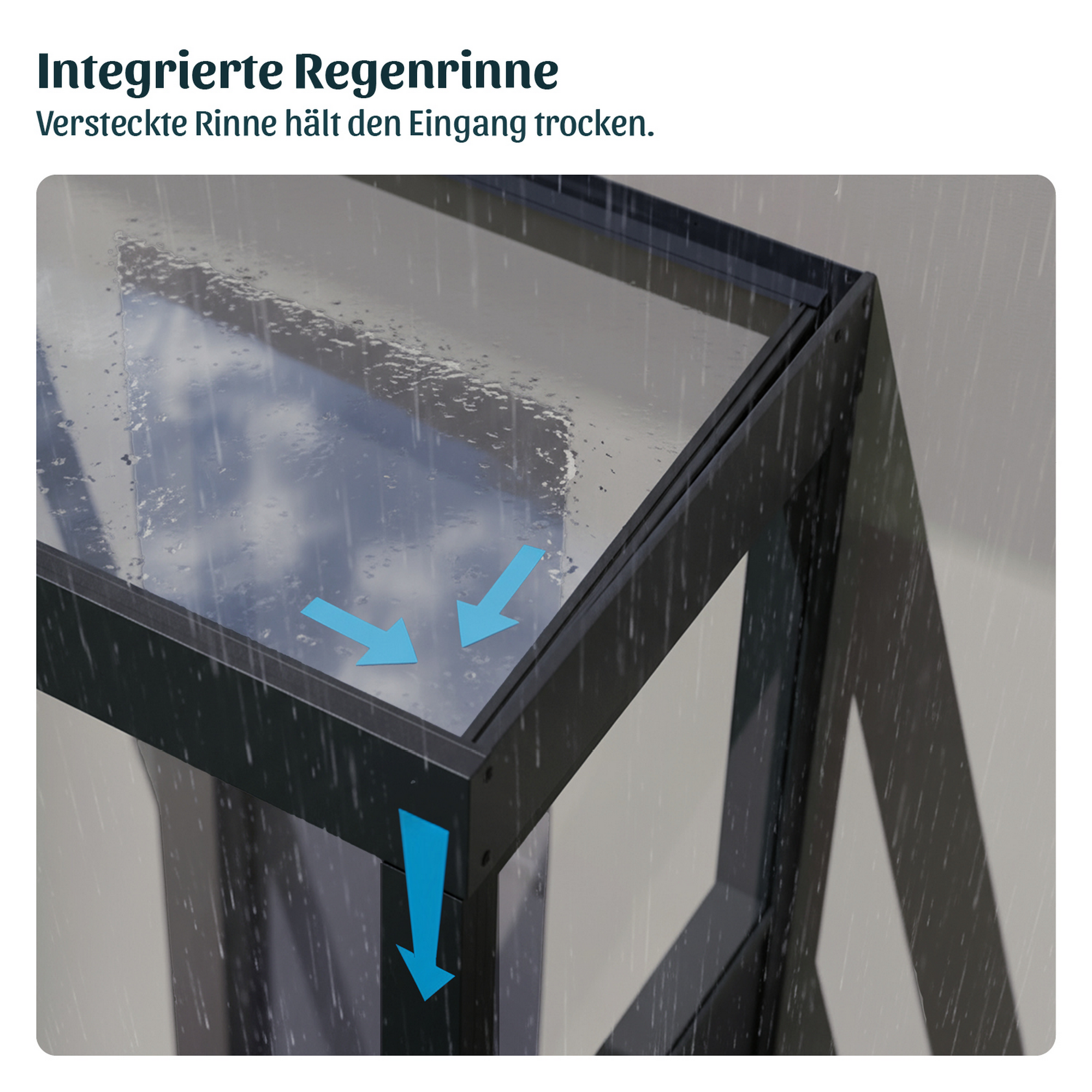 Vordach Sophia '2 SIDE Wall' grau 95 x 160 cm Acrylglas opalweiß