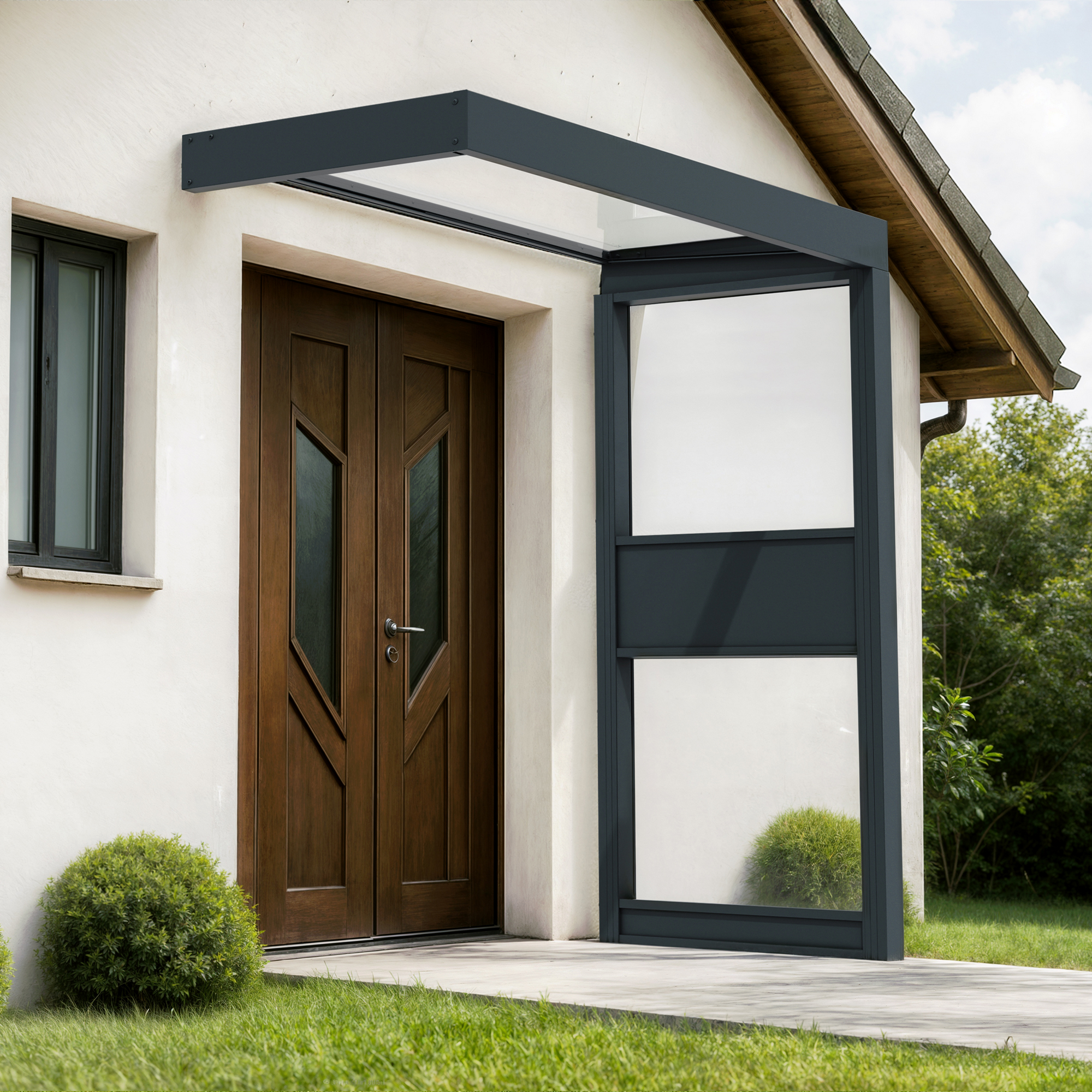 Vordach Sophia 'SIDE Wall' grau 95 x 215 cm Acrylglas klar