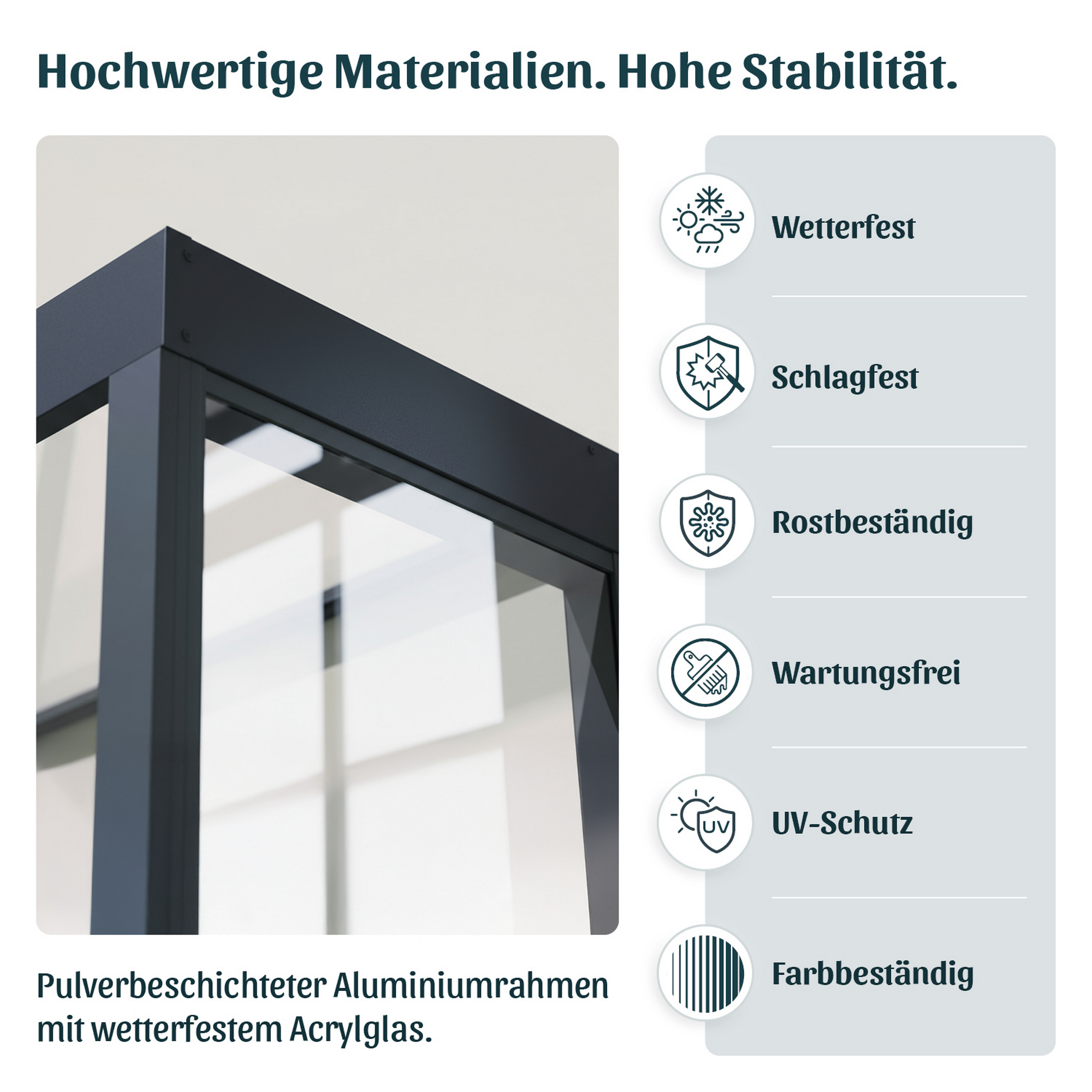 Vordach Sophia 'SIDE Wall' grau 95 x 215 cm Acrylglas klar