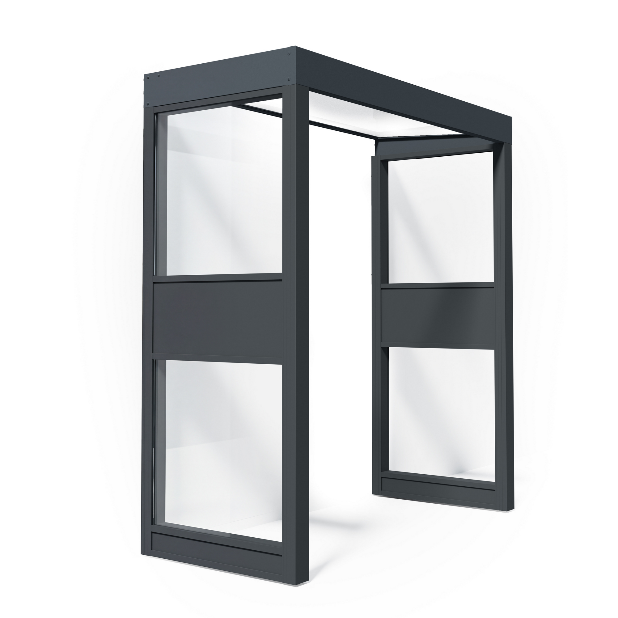 Vordach Sophia '2 SIDE Wall' grau 95 x 215 cm Acrylglas opalweiß