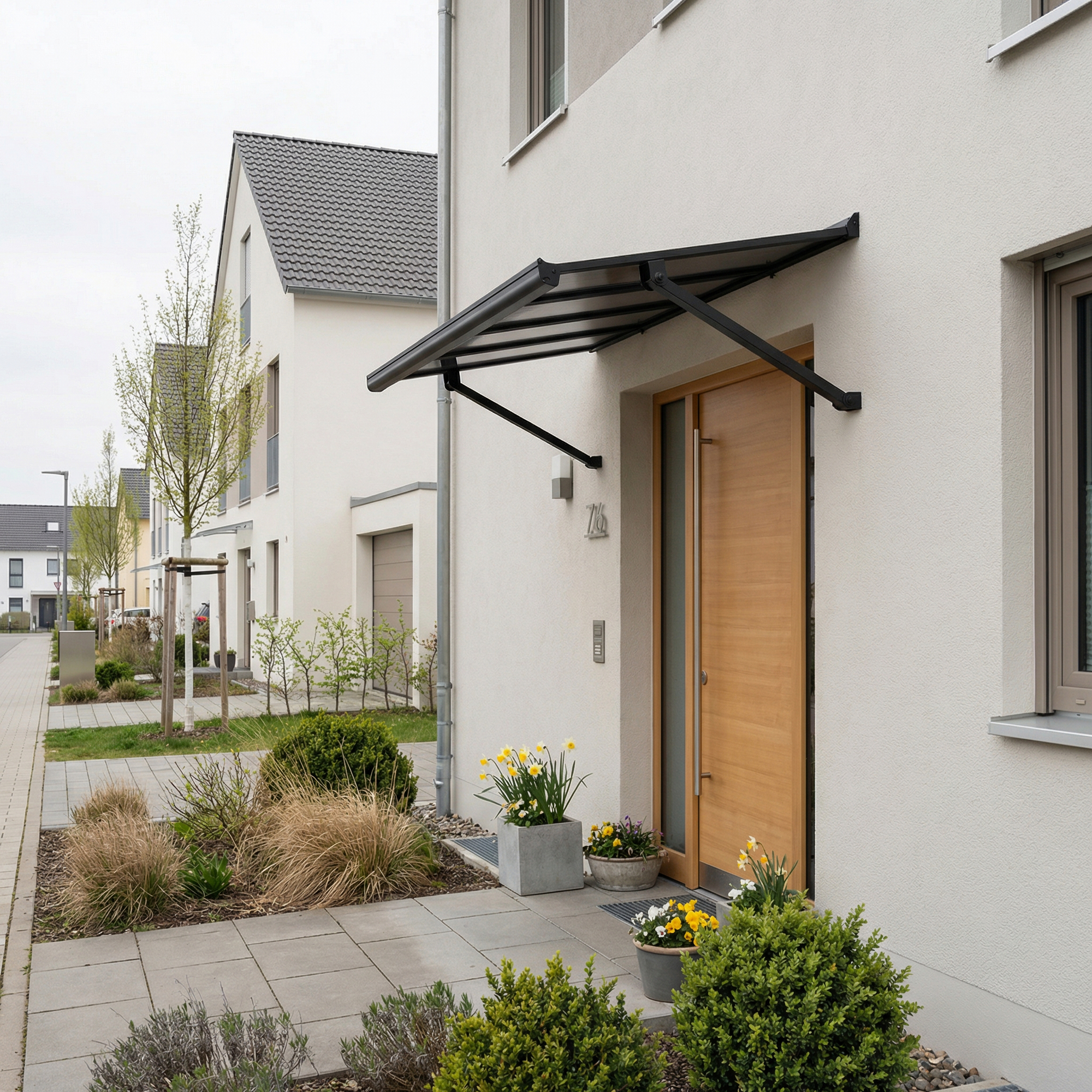 Vordach 'Augustine' schwarz 90,5 x 147 cm Polycarbonat grau