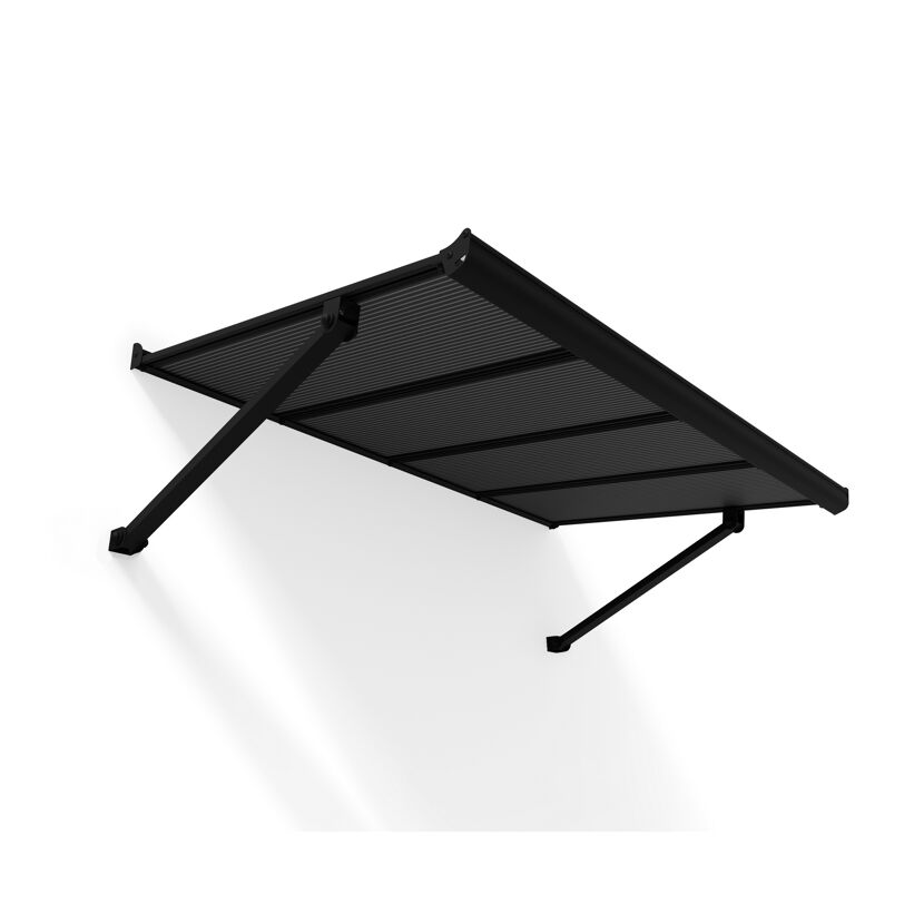 Vordach 'Augustine' schwarz 90,5 x 147 cm Polycarbonat grau