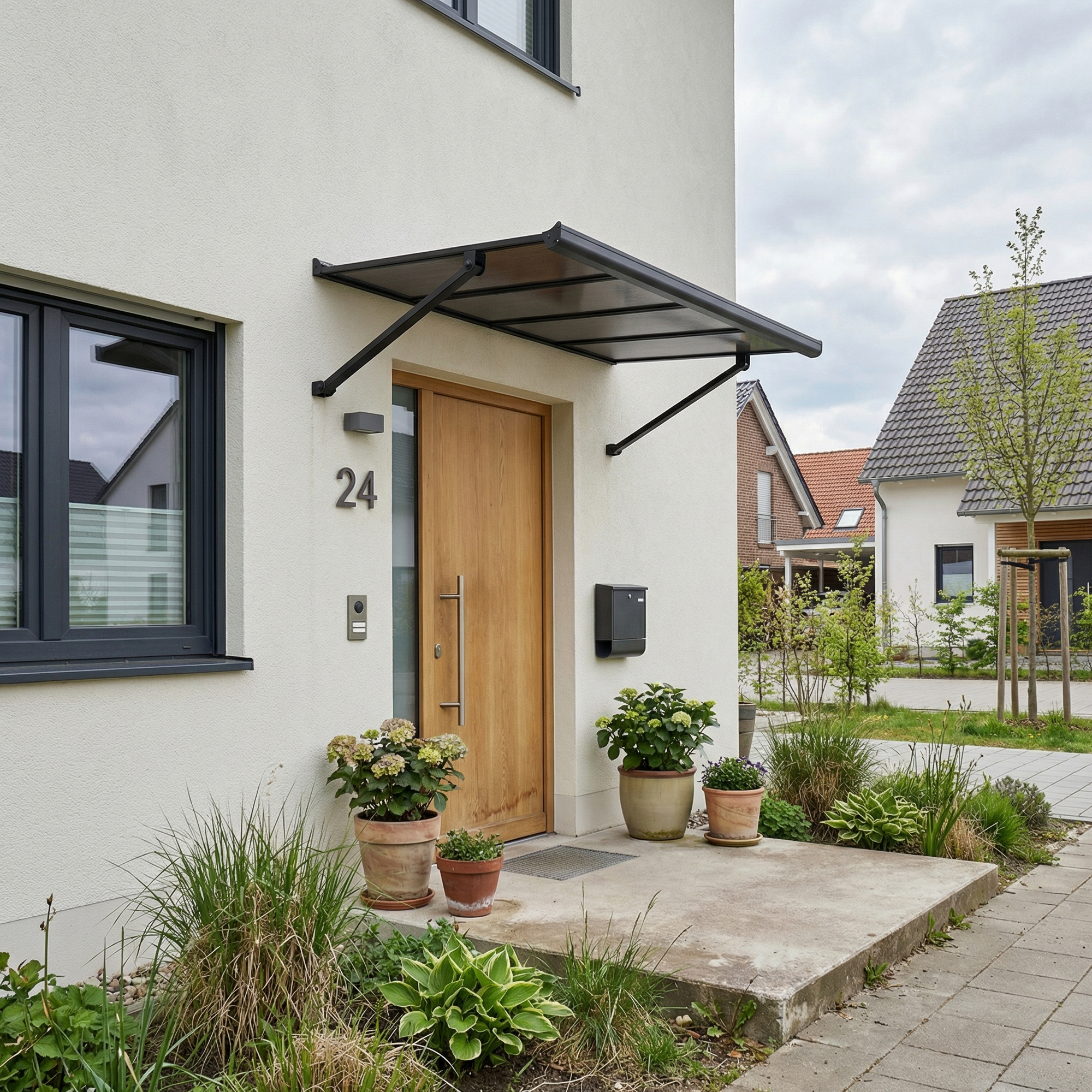 Vordach 'Augustine' schwarz 90,5 x 147 cm Polycarbonat grau