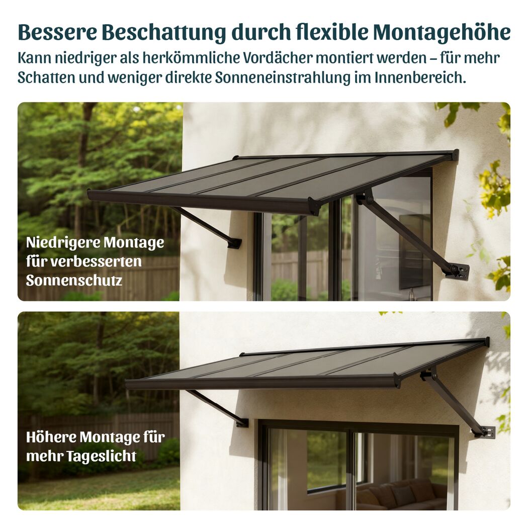 Vordach 'Augustine' schwarz 90,5 x 147 cm Polycarbonat grau