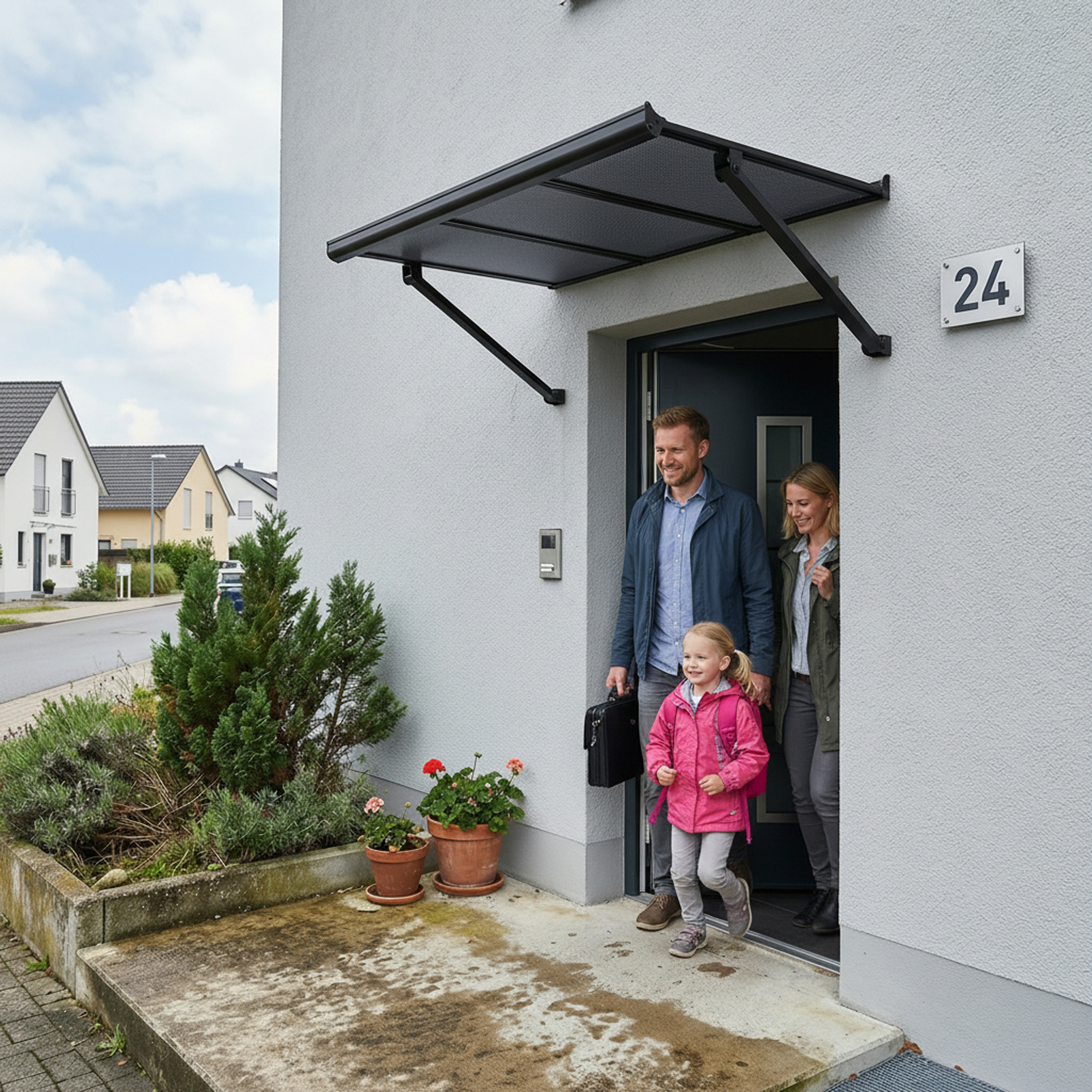 Vordach 'Augustine' schwarz 90,5 x 111 cm Polycarbonat grau