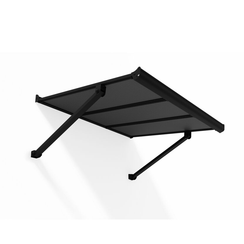 Vordach 'Augustine' schwarz 90,5 x 111 cm Polycarbonat grau