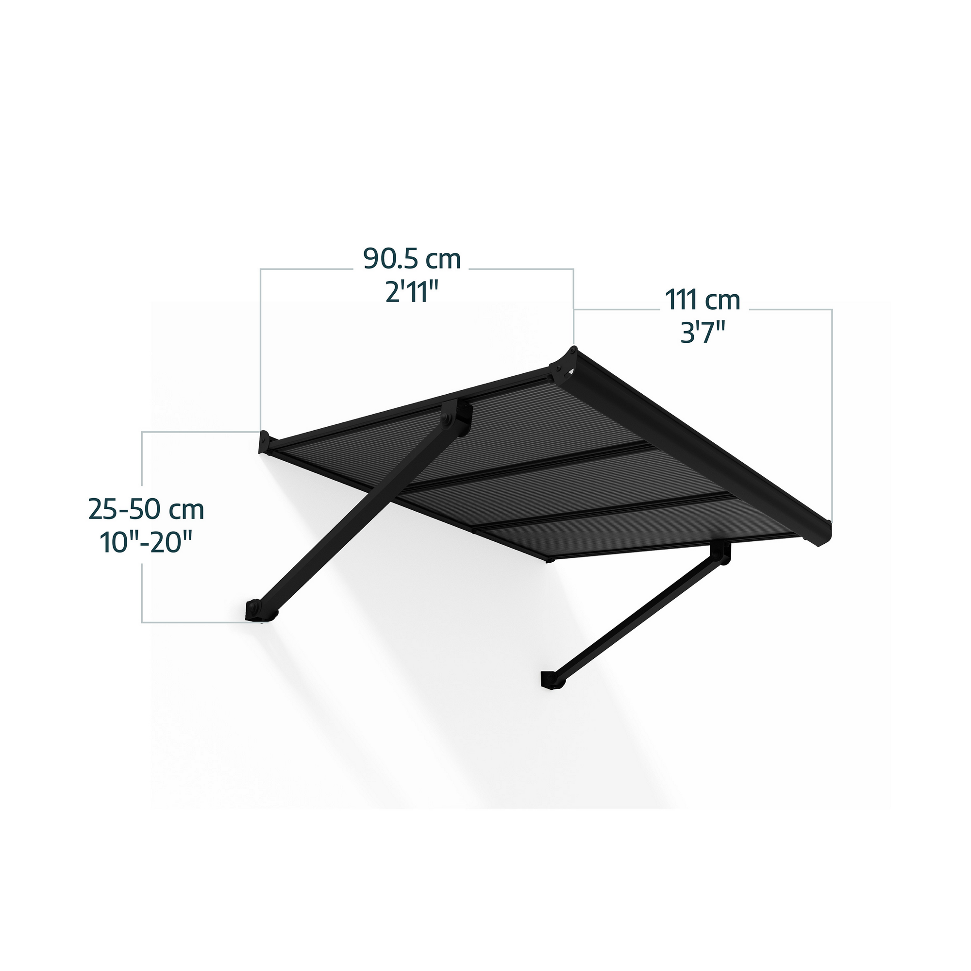 Vordach 'Augustine' schwarz 90,5 x 111 cm Polycarbonat grau