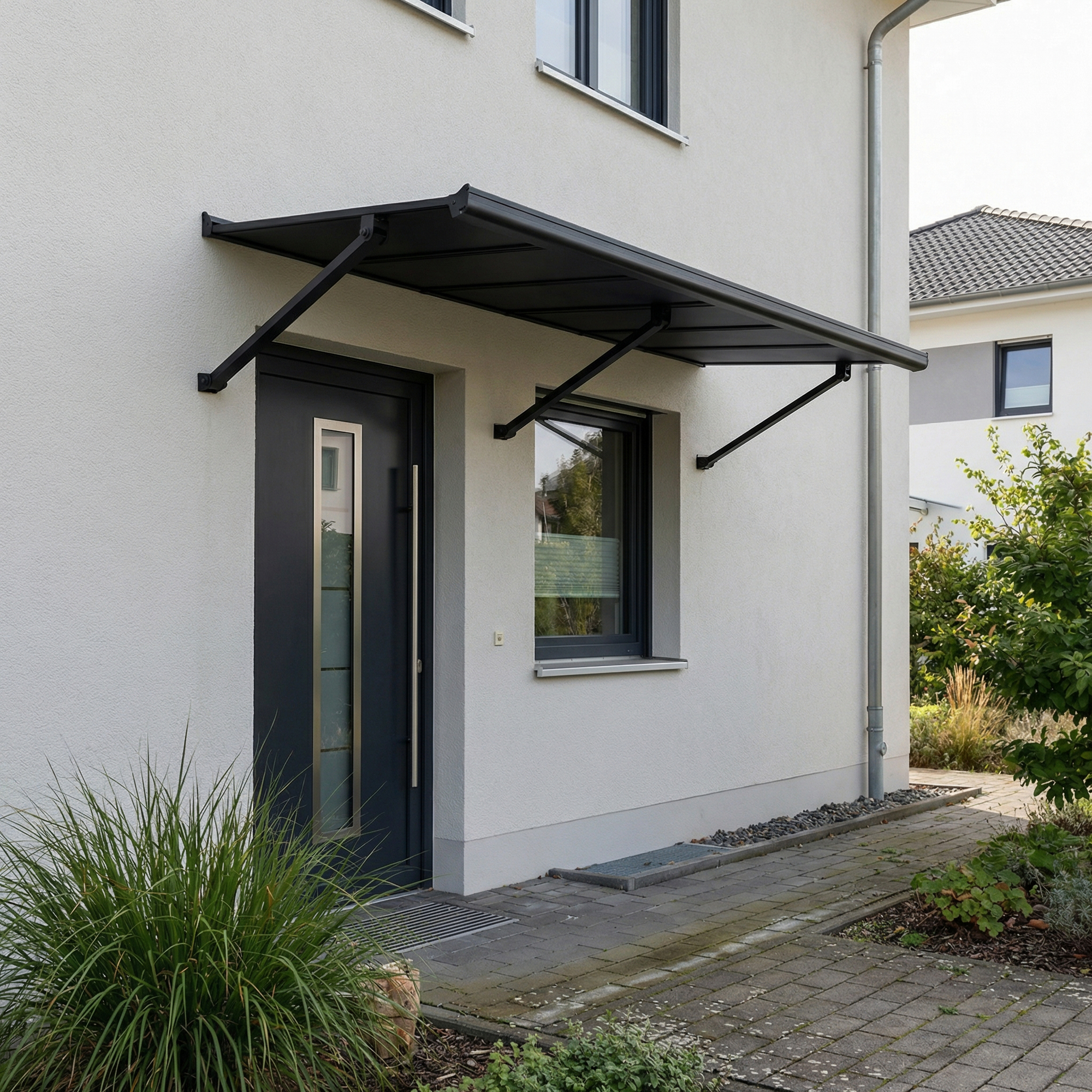 Vordach 'Augustine' schwarz 90,5 x 222 cm Polycarbonat grau