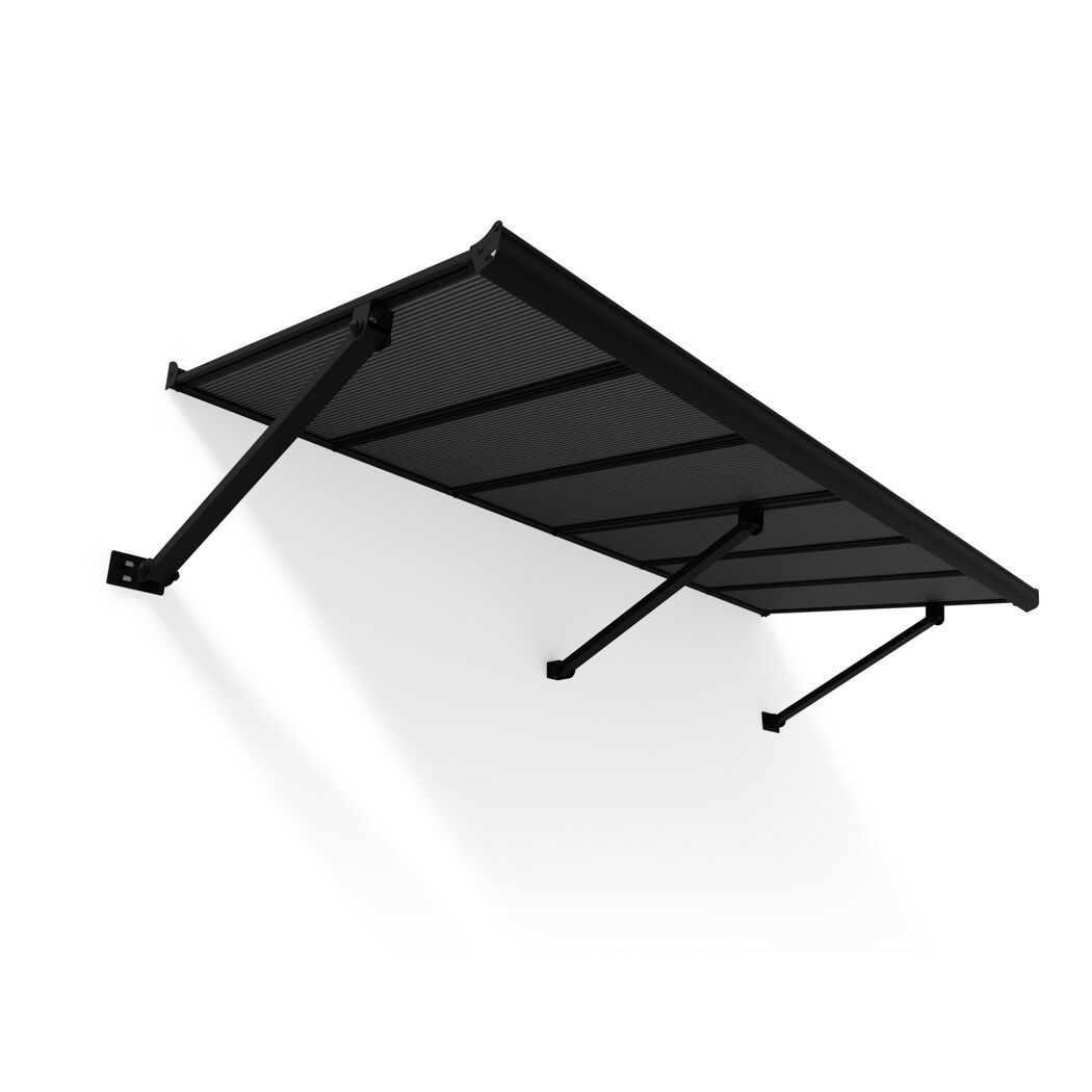 Vordach 'Augustine' schwarz 90,5 x 222 cm Polycarbonat grau