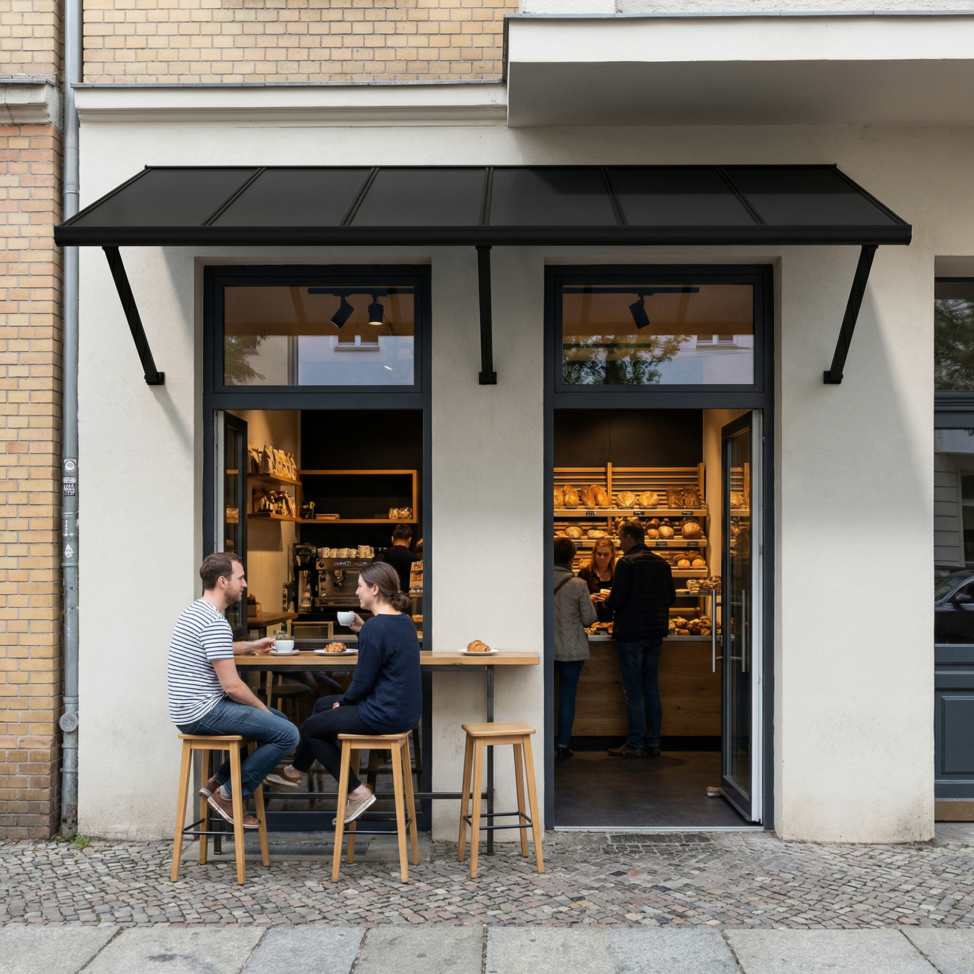 Vordach 'Augustine' schwarz 90,5 x 222 cm Polycarbonat grau