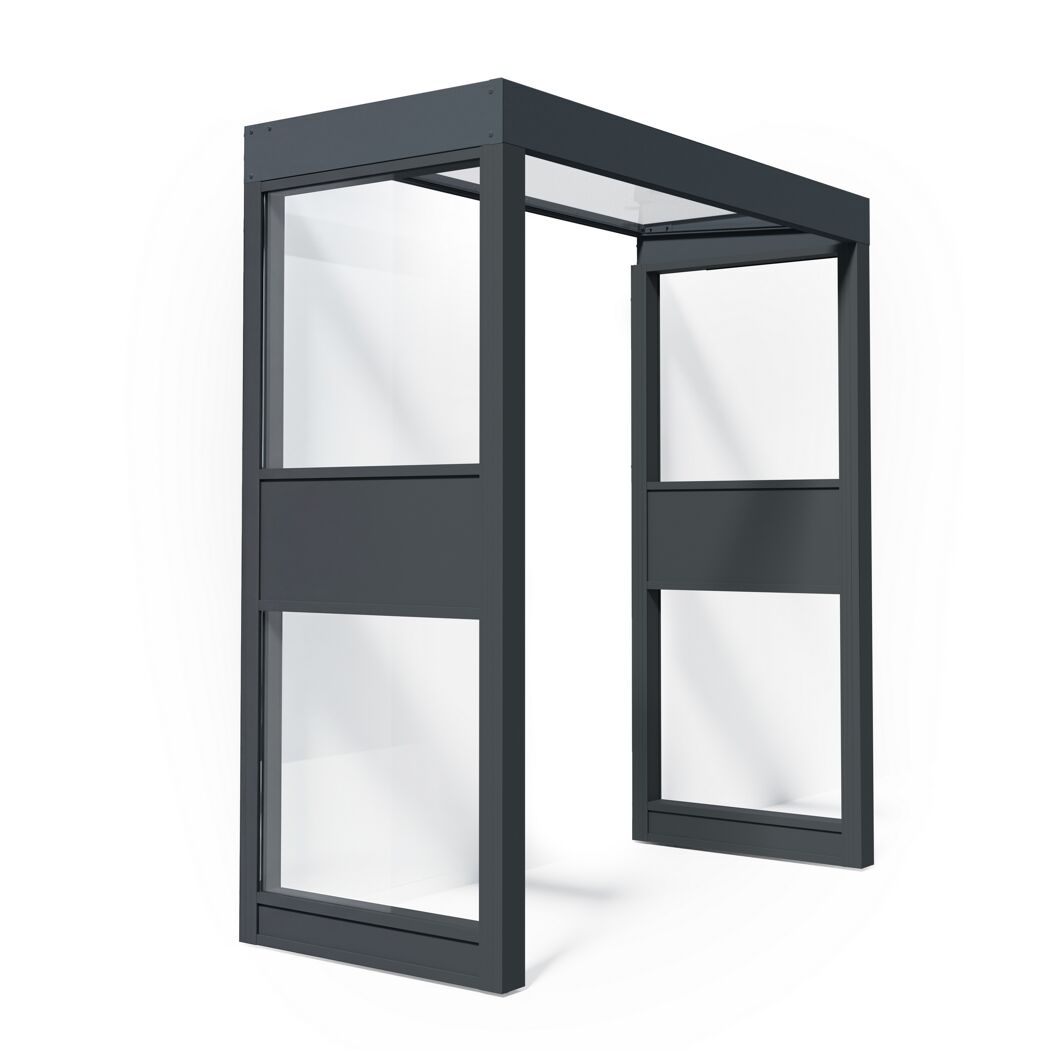 Vordach Sophia '2 SIDE Wall' grau 95 x 215 cm Acrylglas klar