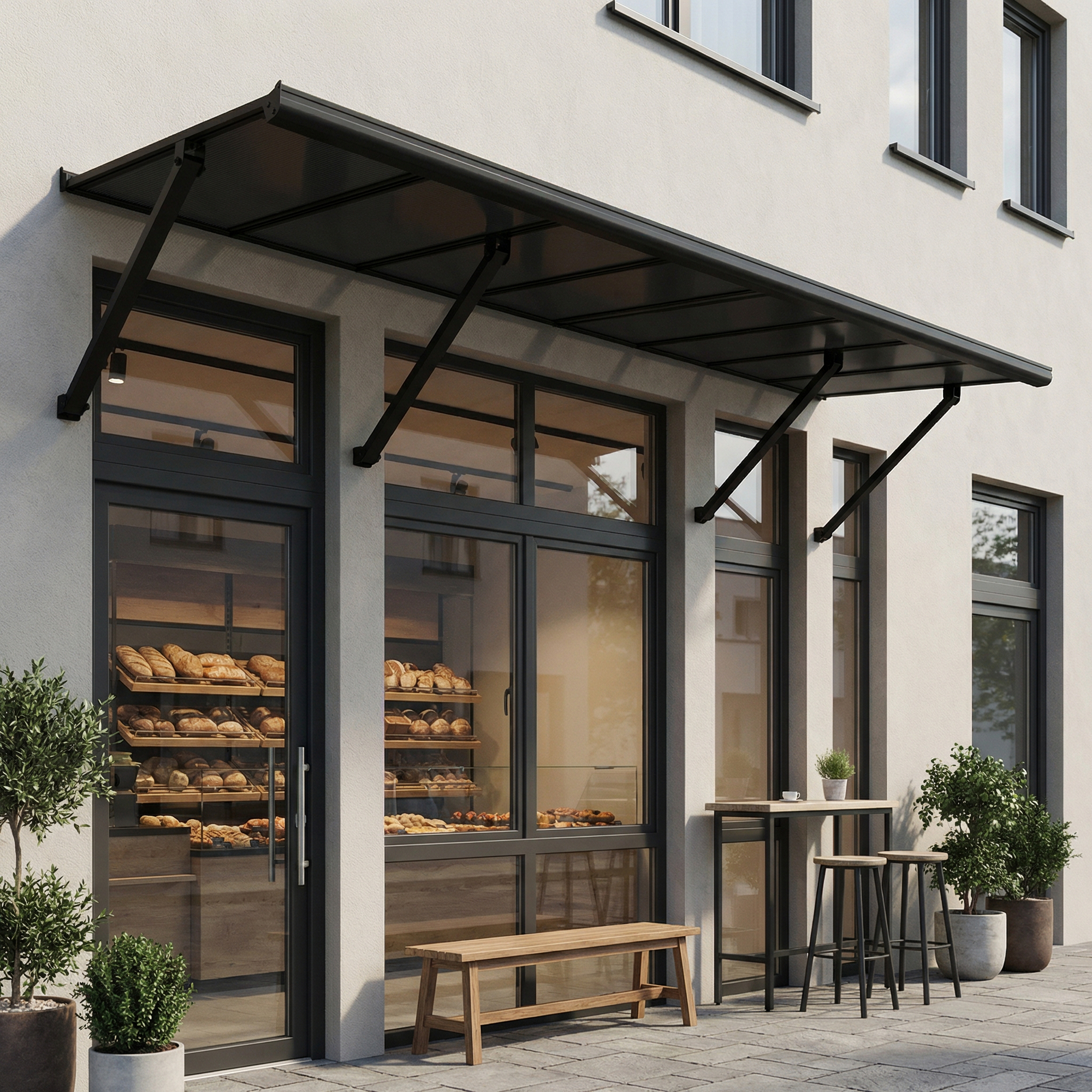 Vordach 'Augustine' schwarz 90,5 x 294 cm Polycarbonat grau