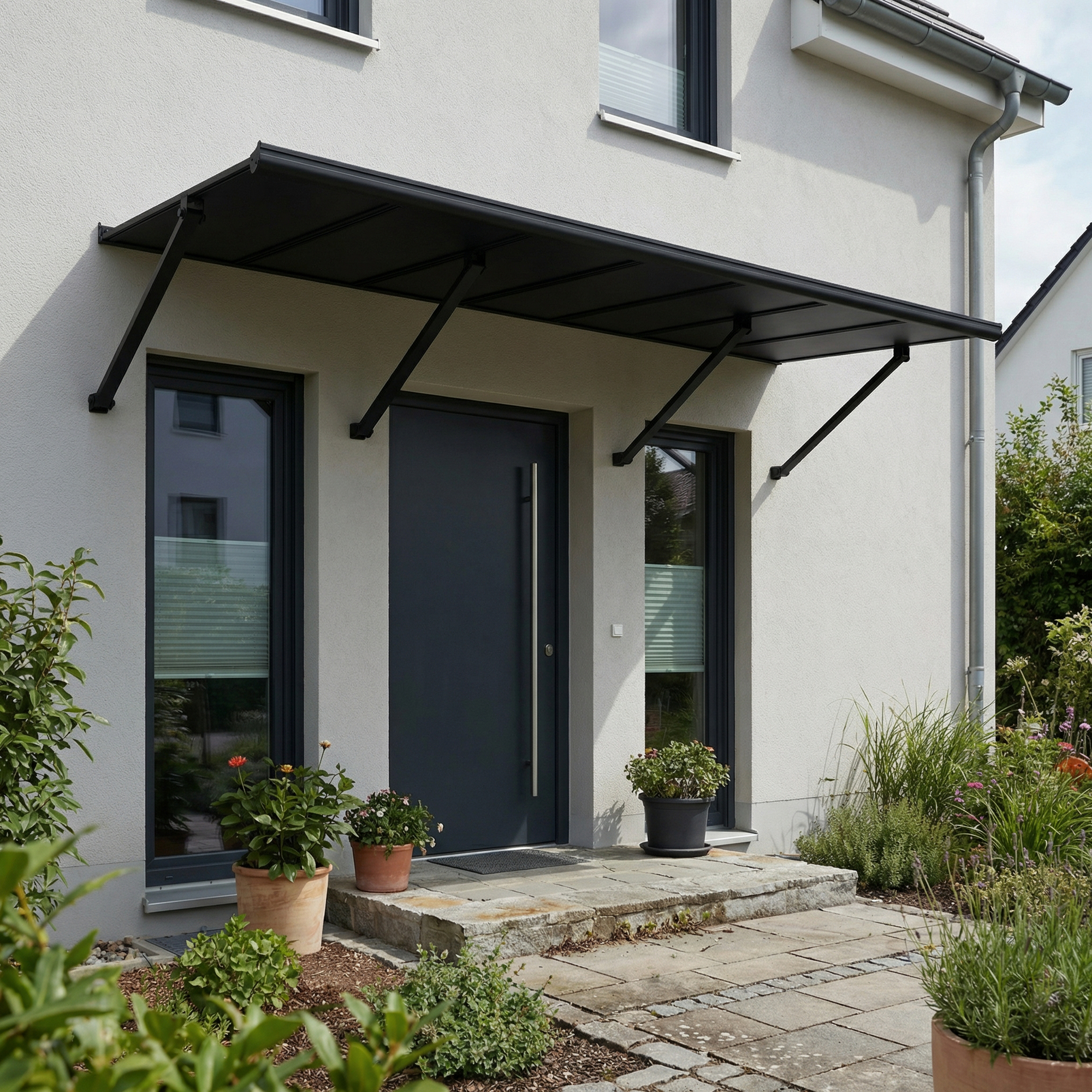 Vordach 'Augustine' schwarz 90,5 x 258 cm Polycarbonat grau