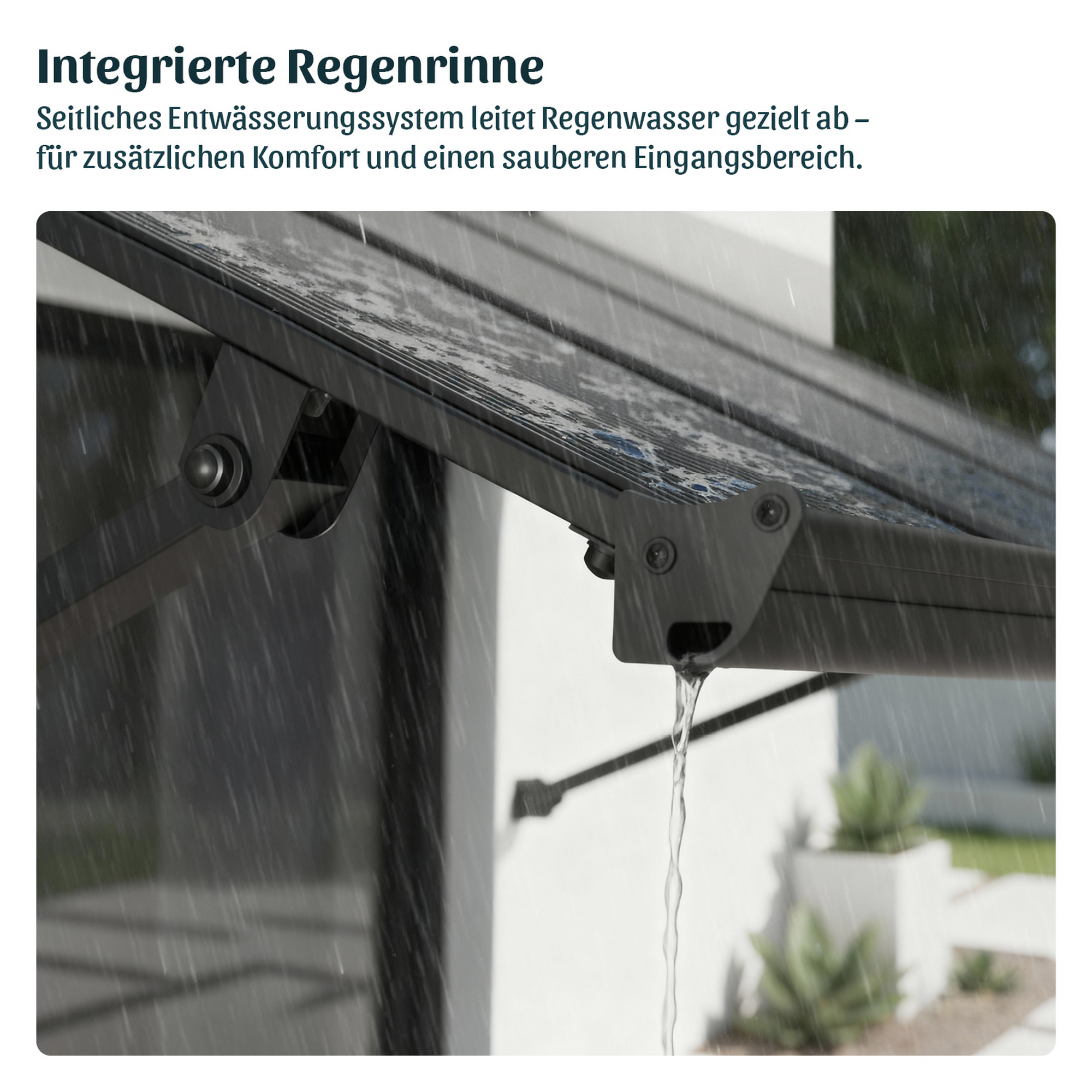 Vordach 'Augustine' schwarz 90,5 x 258 cm Polycarbonat grau