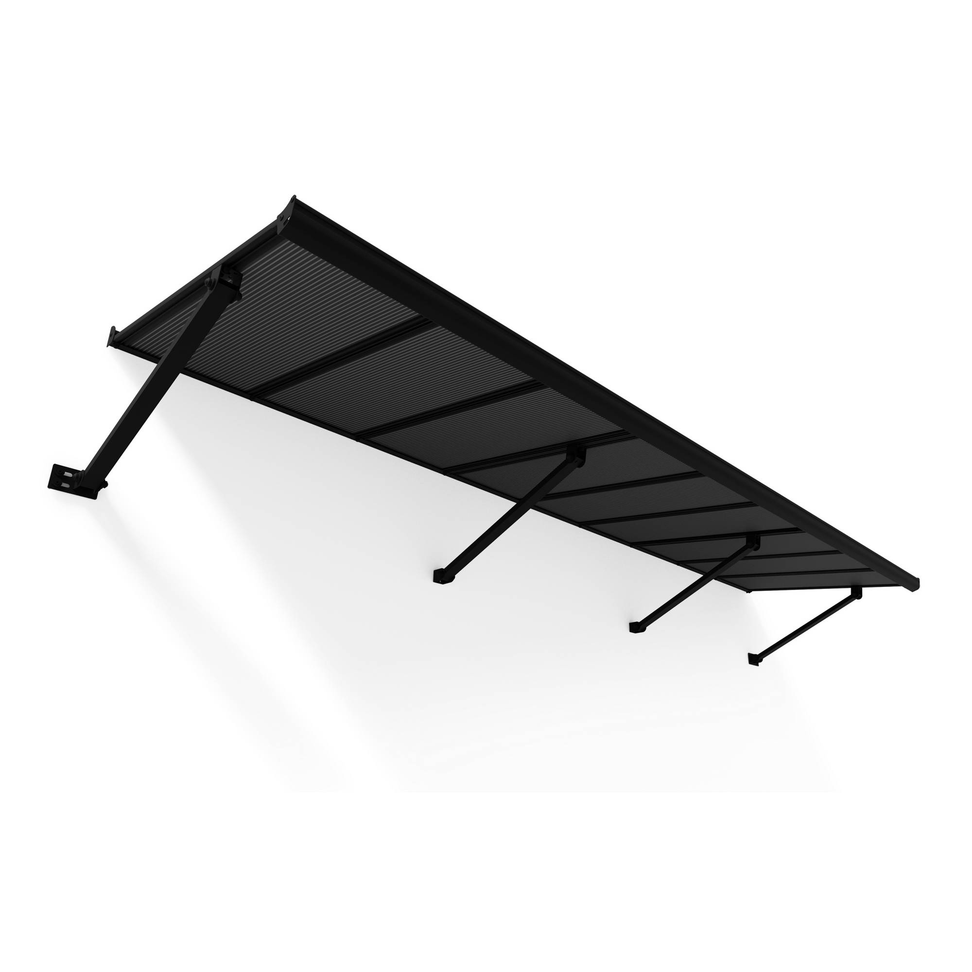 Vordach 'Augustine' schwarz 90,5 x 333 cm Polycarbonat grau