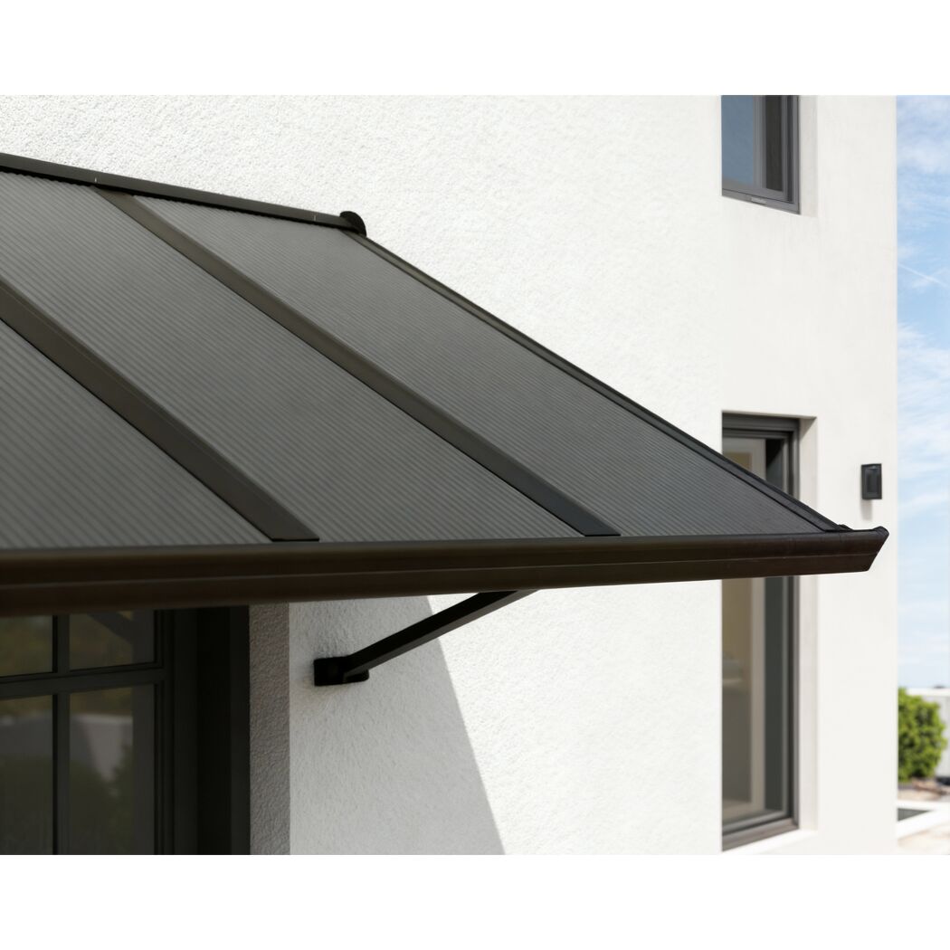 Vordach 'Augustine' schwarz 90,5 x 333 cm Polycarbonat grau
