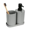 Bad-Accessoires-Set 'Fano' grau eckig 3-teilig