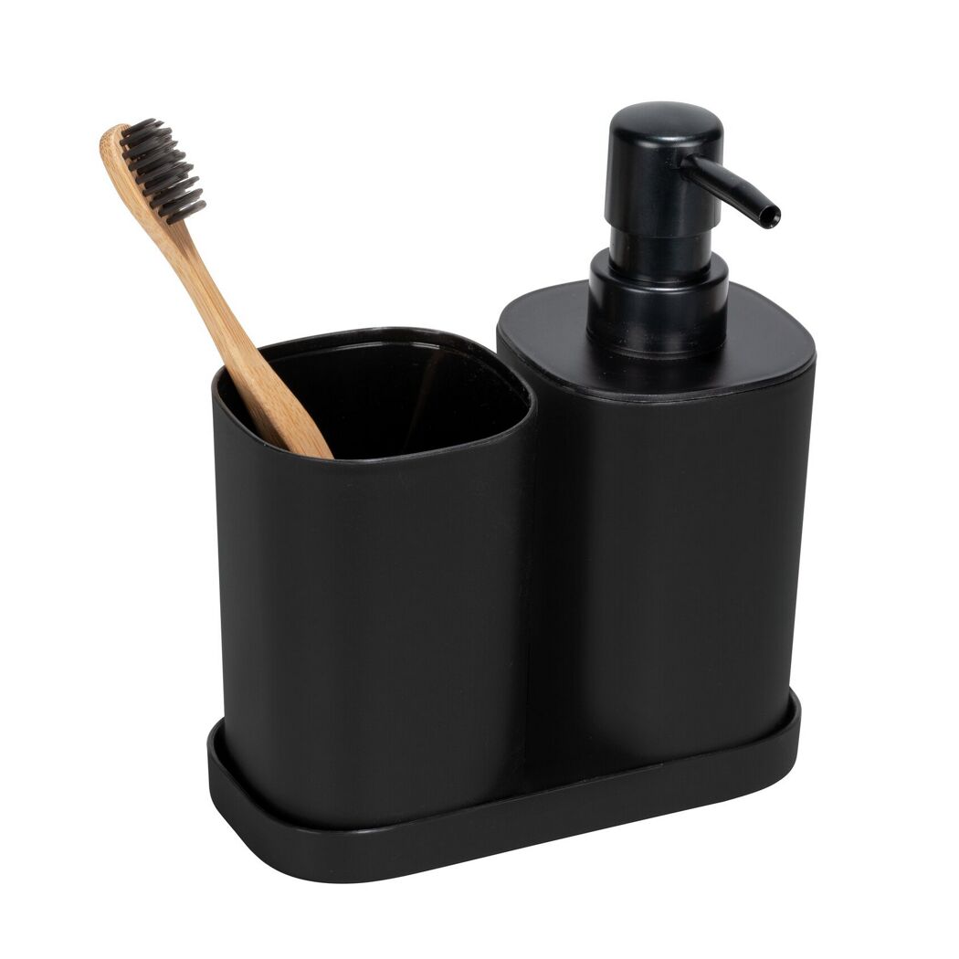 Bad-Accessoires-Set 'Fano' schwarz eckig 3-teilig