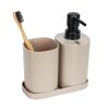 Bad-Accessoires-Set 'Fano' beige eckig 3-teilig